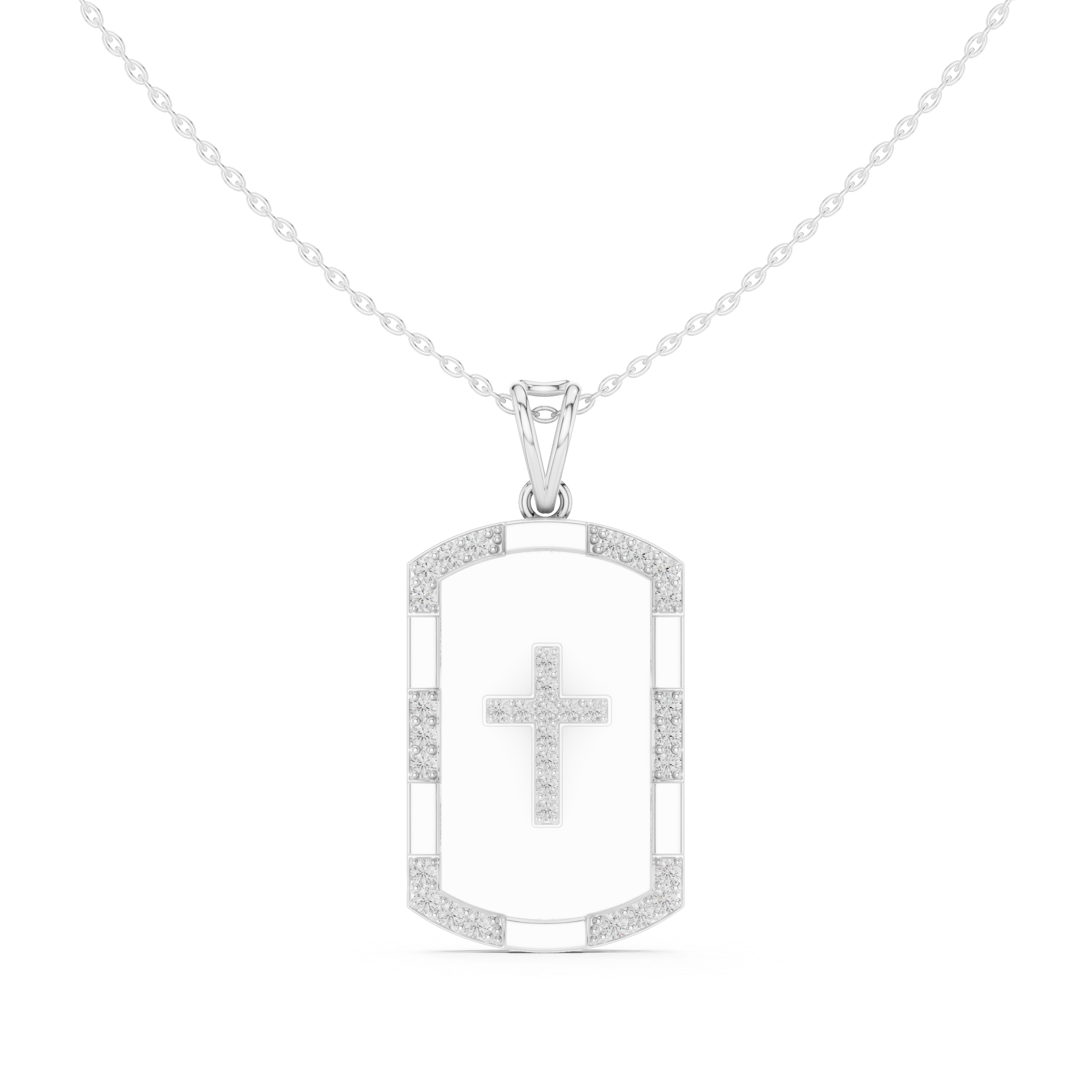 Diamond Cross Tag Pendant