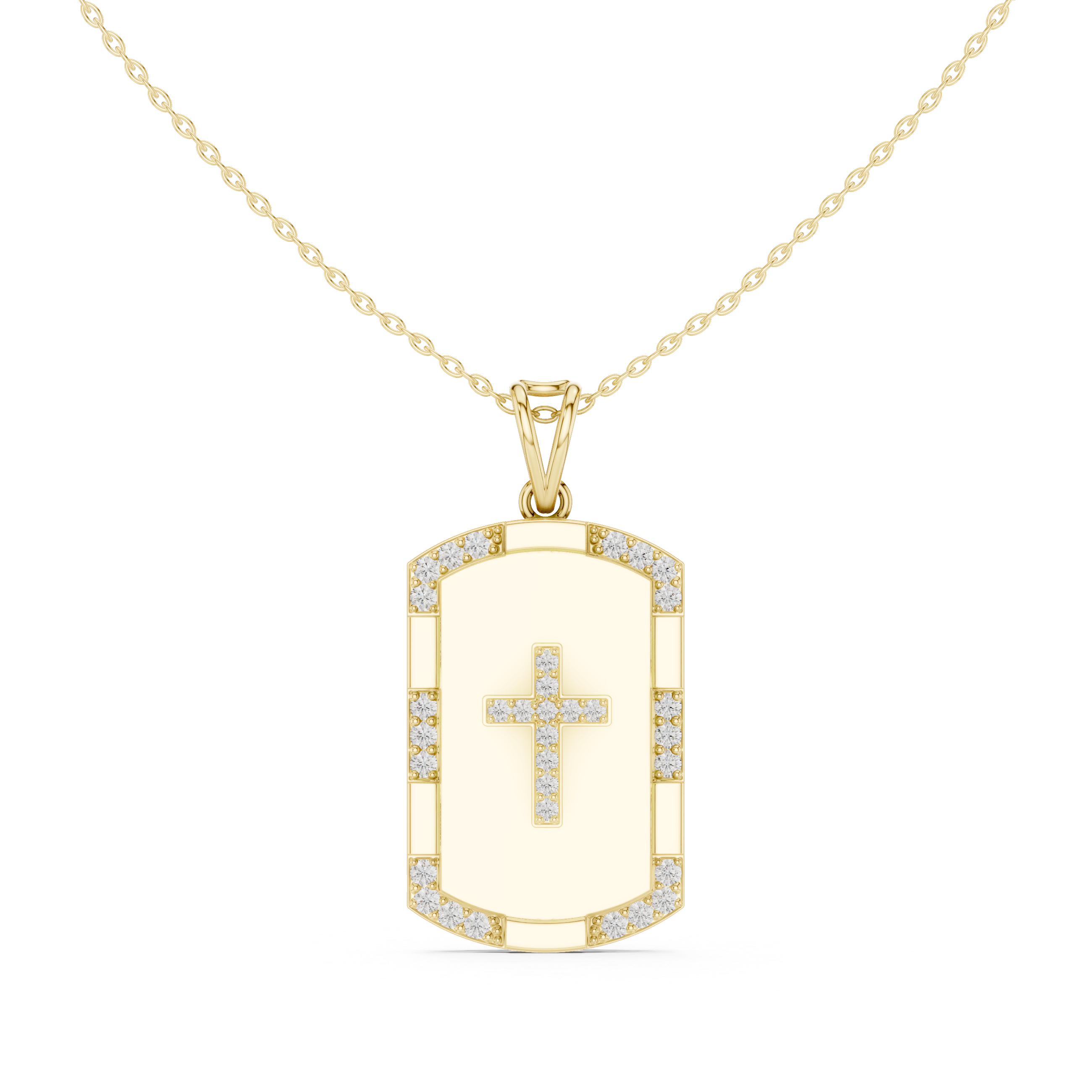 Diamond Cross Tag Pendant