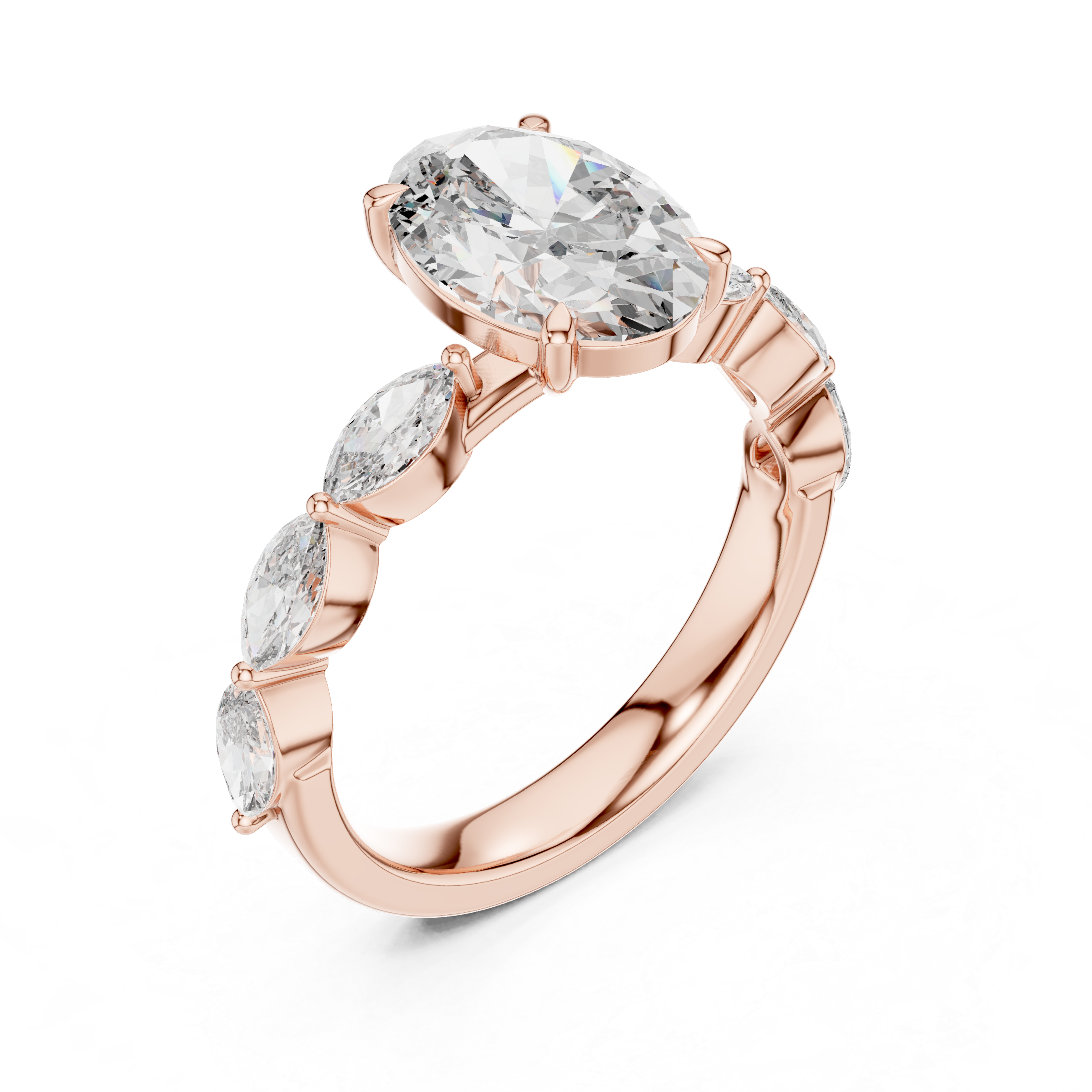Oval Diamond Three Stone Ring