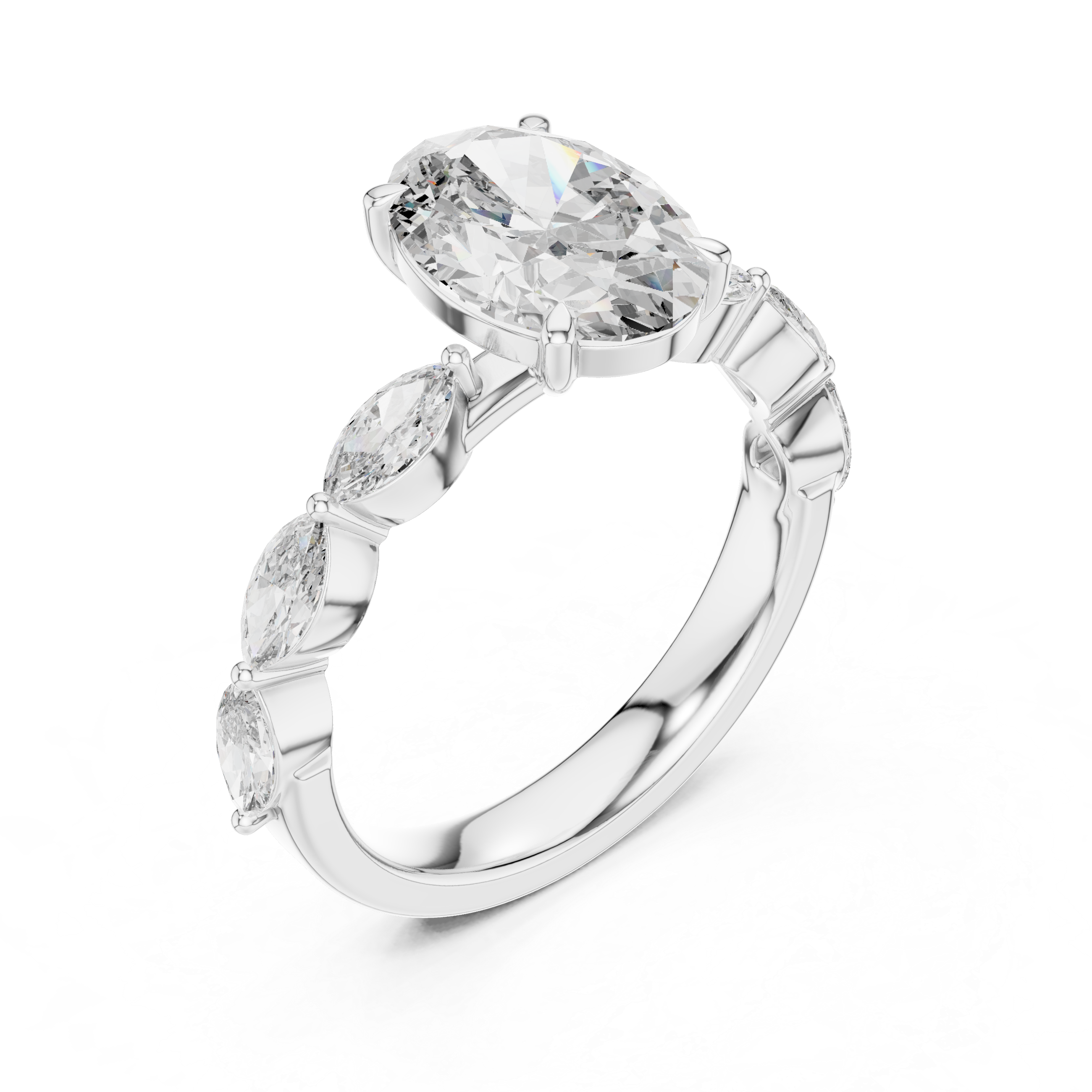 Oval Diamond Three Stone Ring