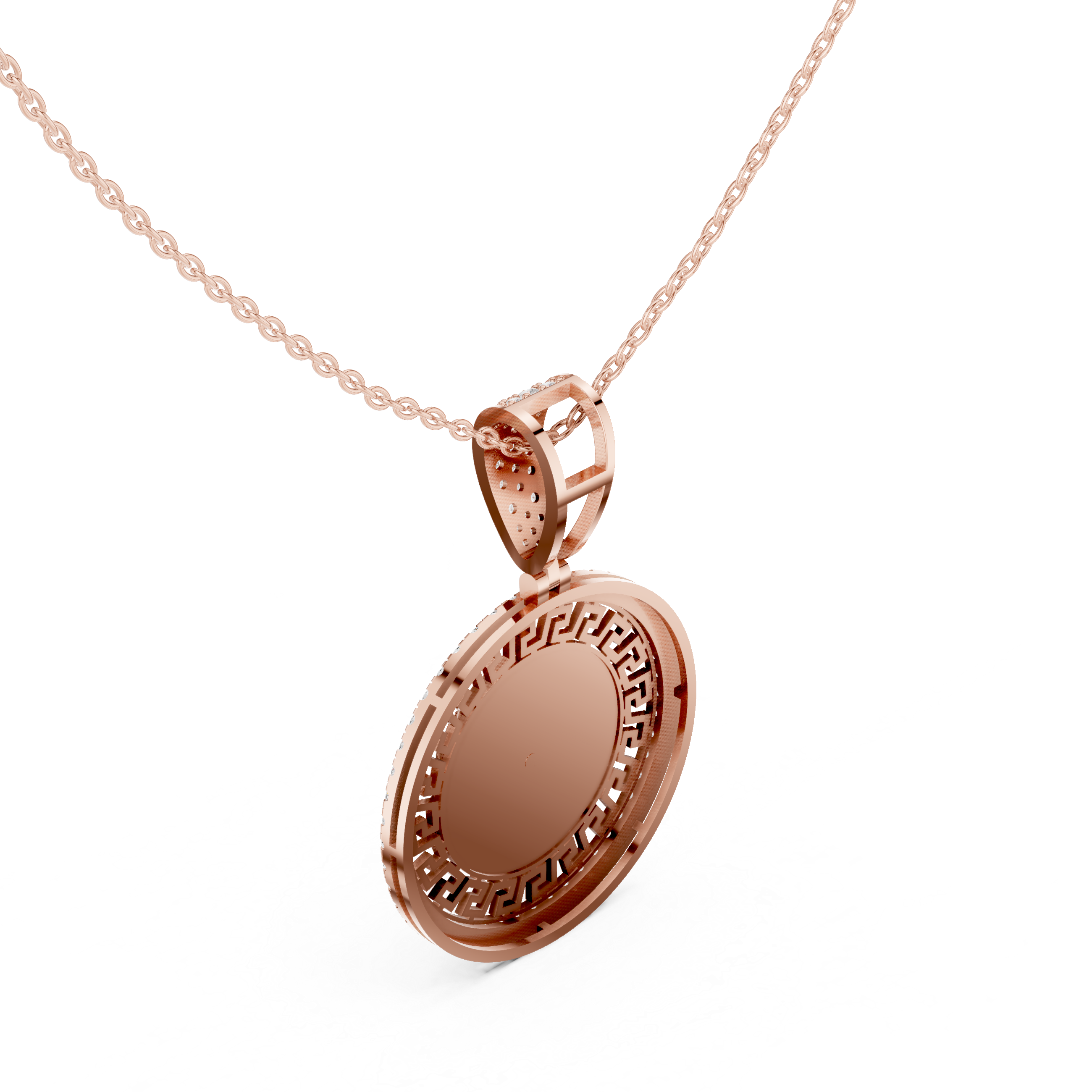 Medusa Greek Key Diamond Pendant