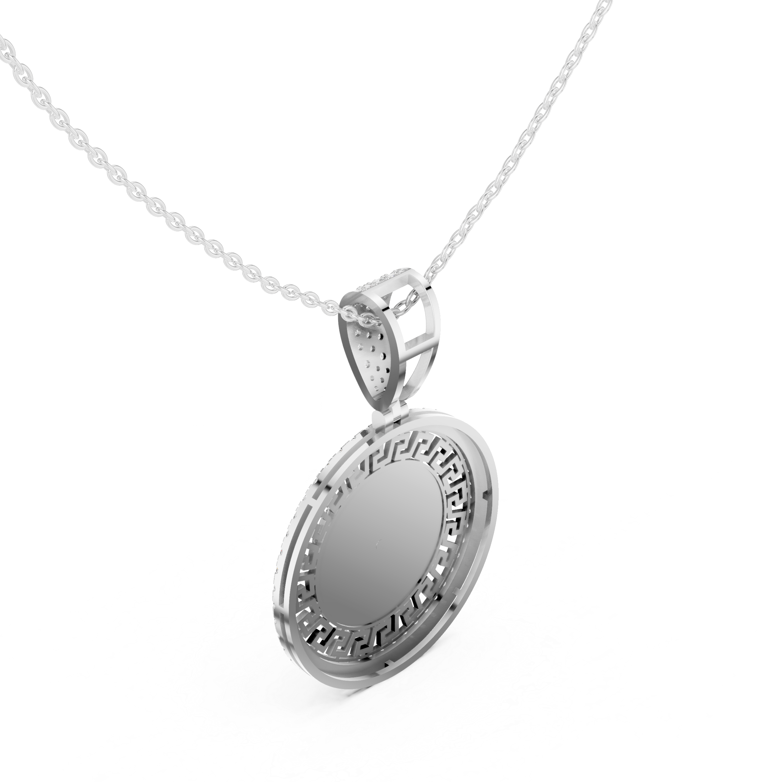 Medusa Greek Key Diamond Pendant
