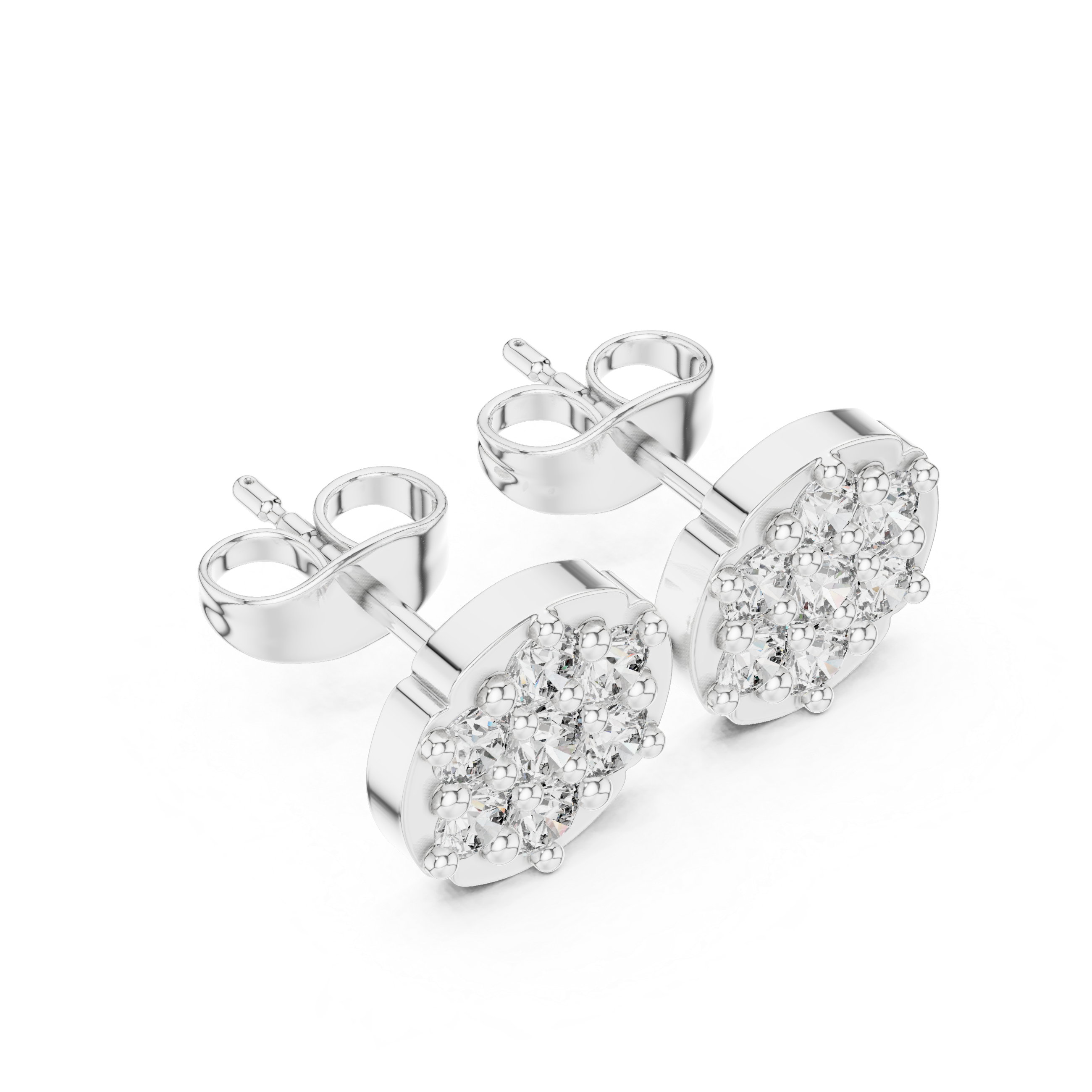 Luxury Round Cluster Diamond Stud Earrings
