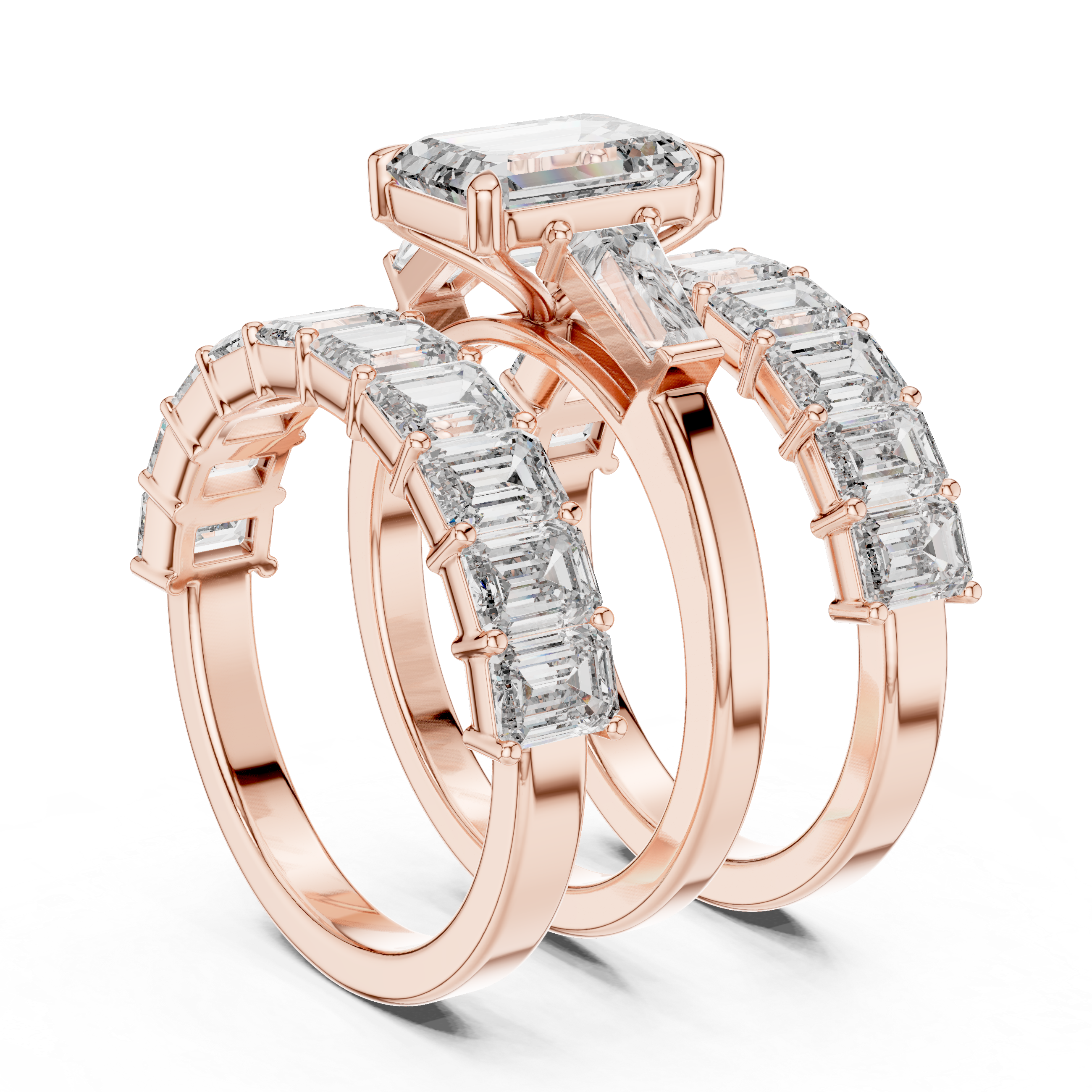 Emerald Diamond Ring Set