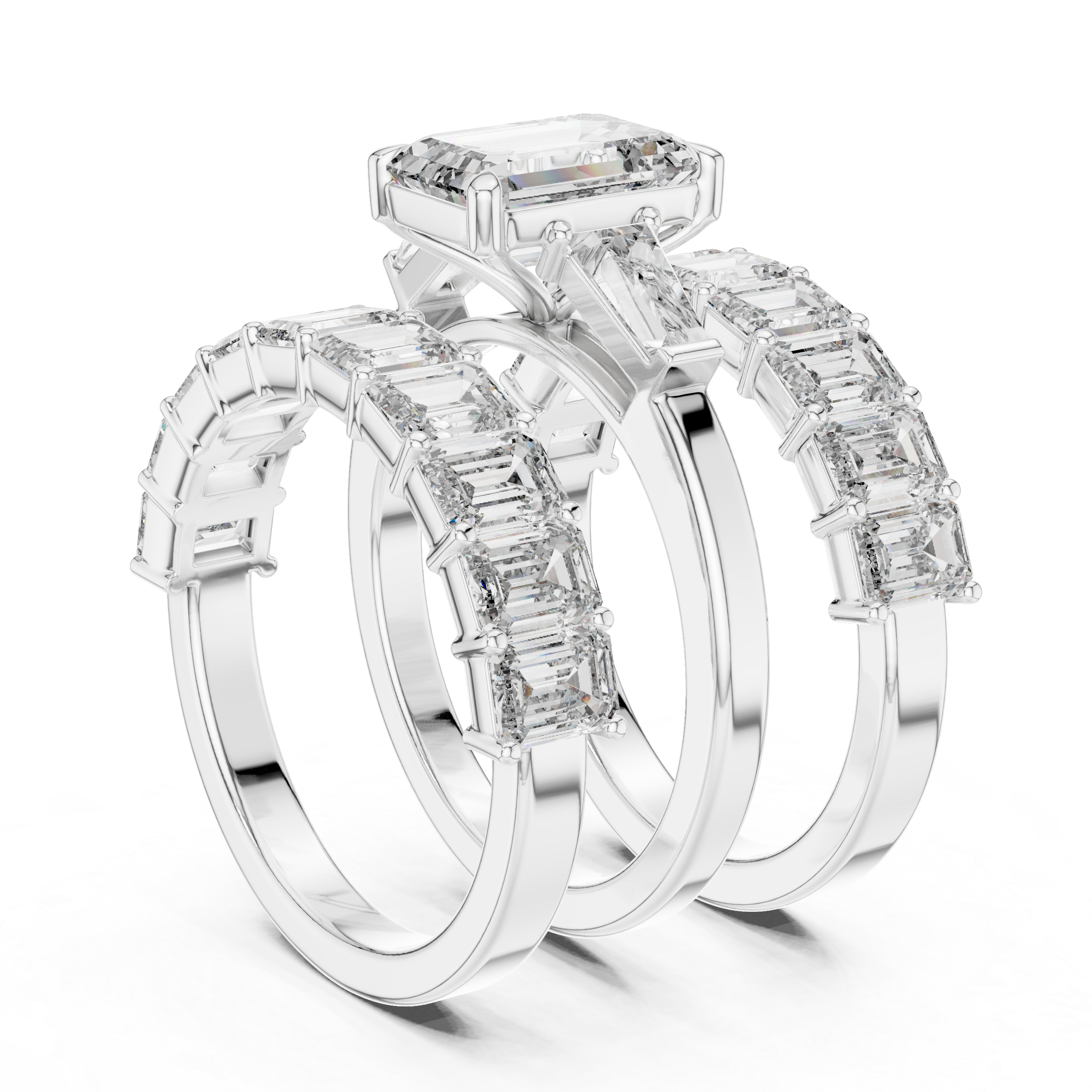 Emerald Diamond Ring Set