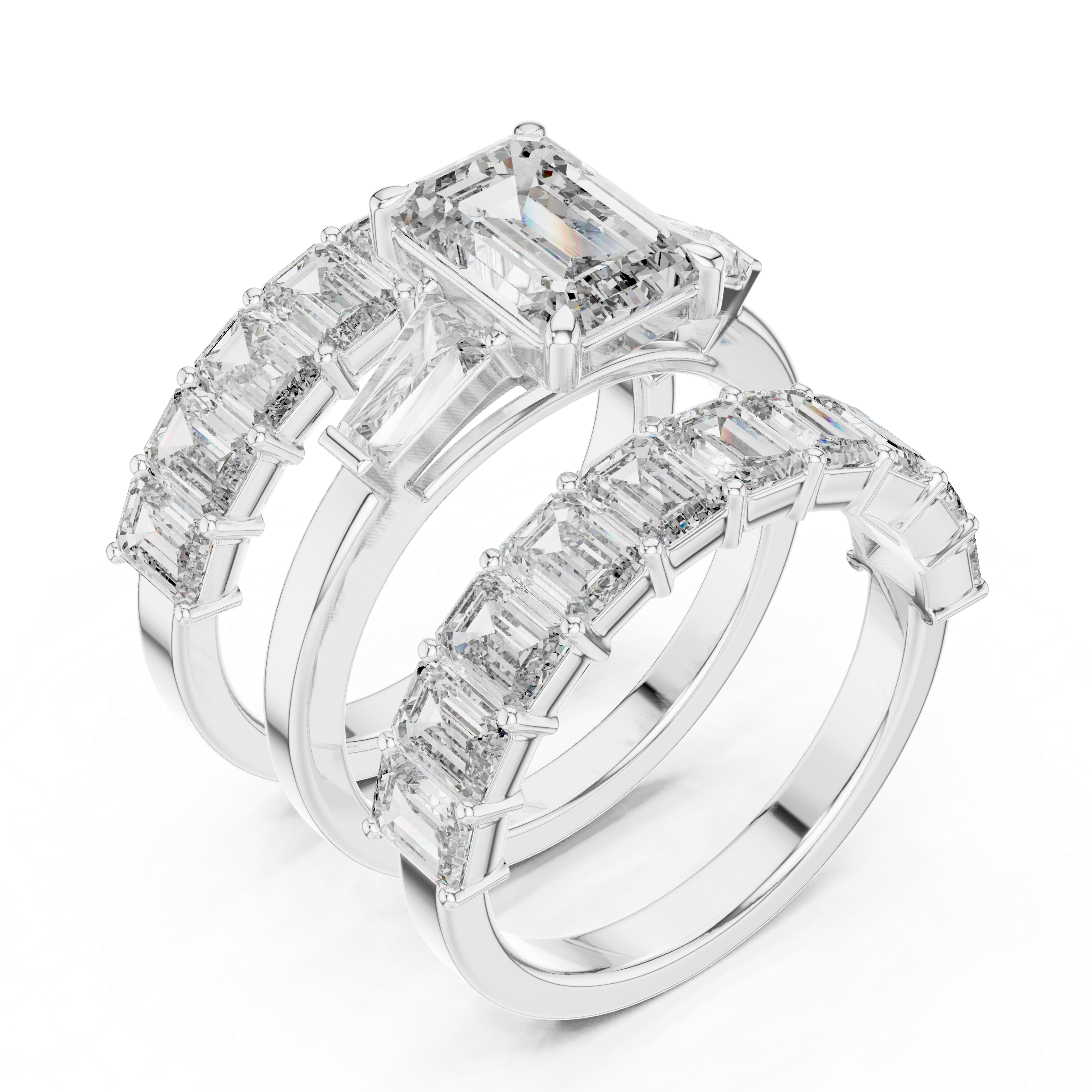 Emerald Diamond Ring Set