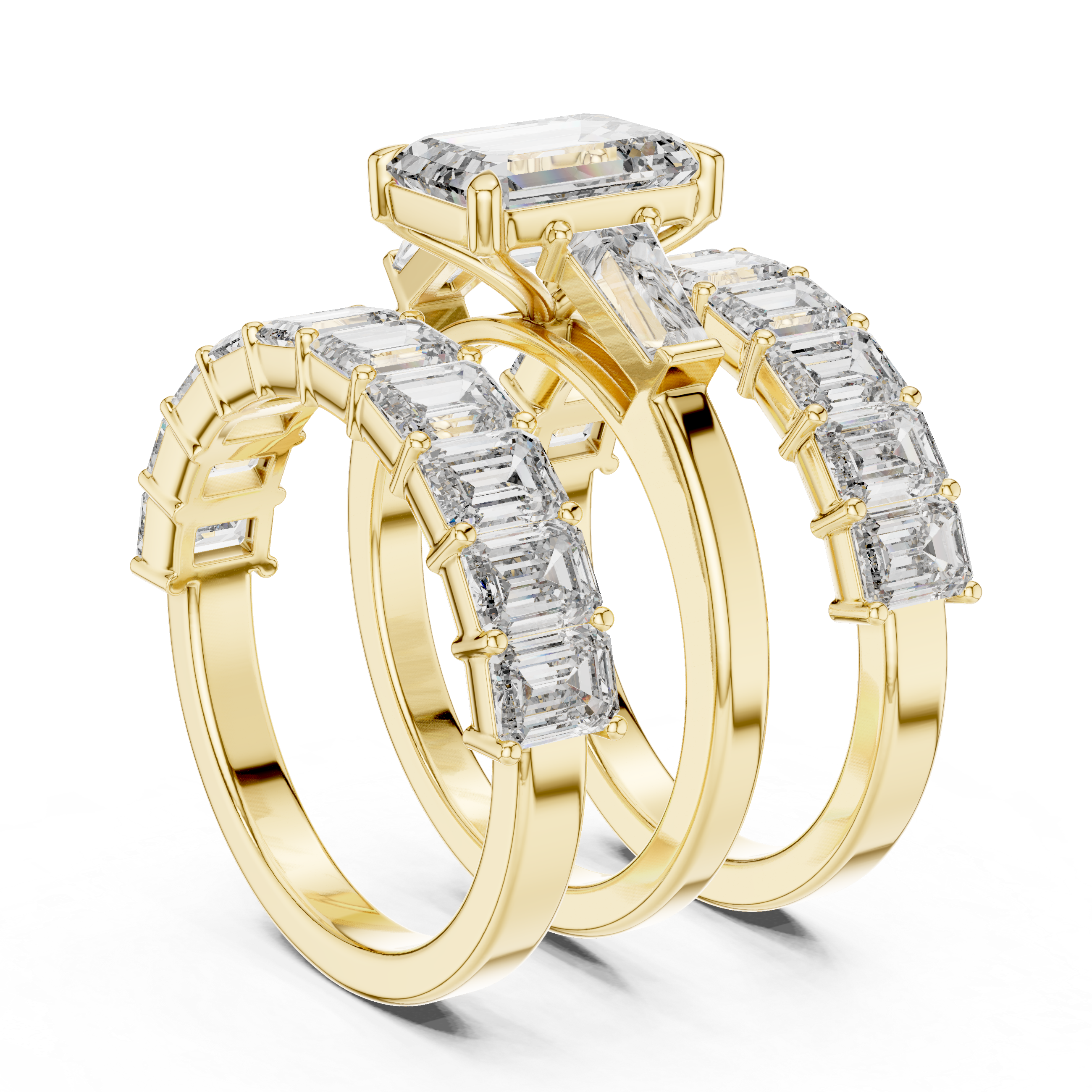 Emerald Diamond Ring Set