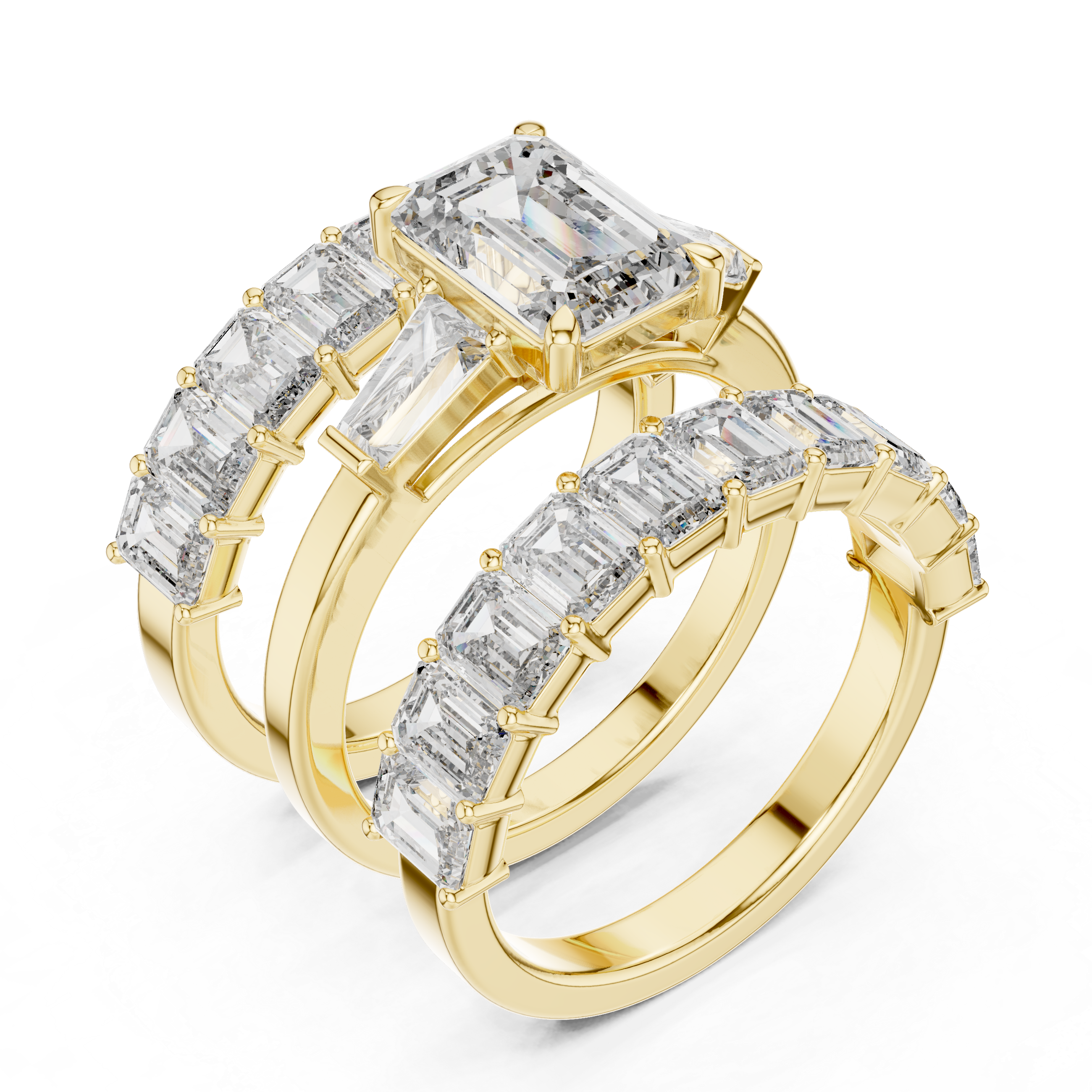 Emerald Diamond Ring Set