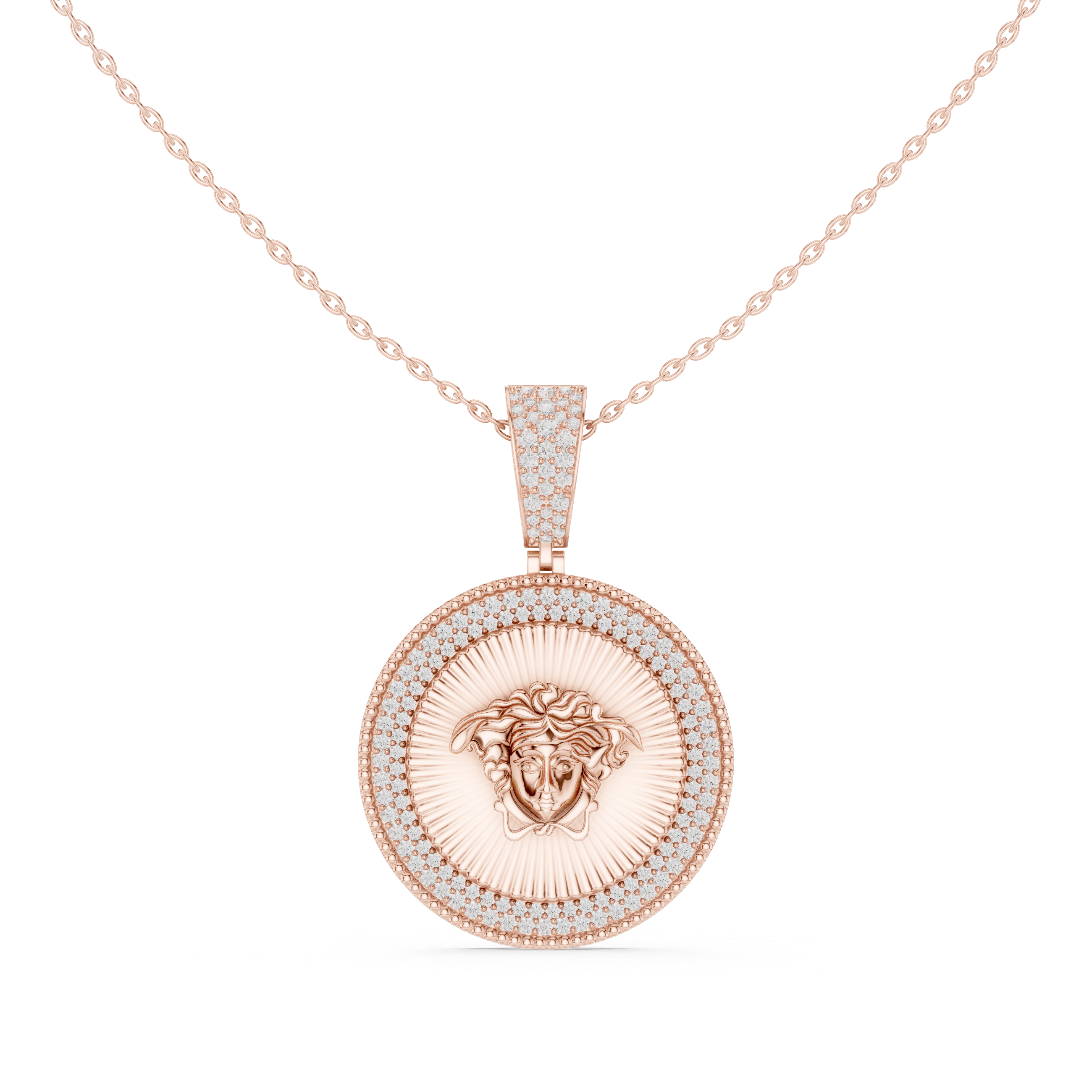 Medusa Diamond Medallion Pendant