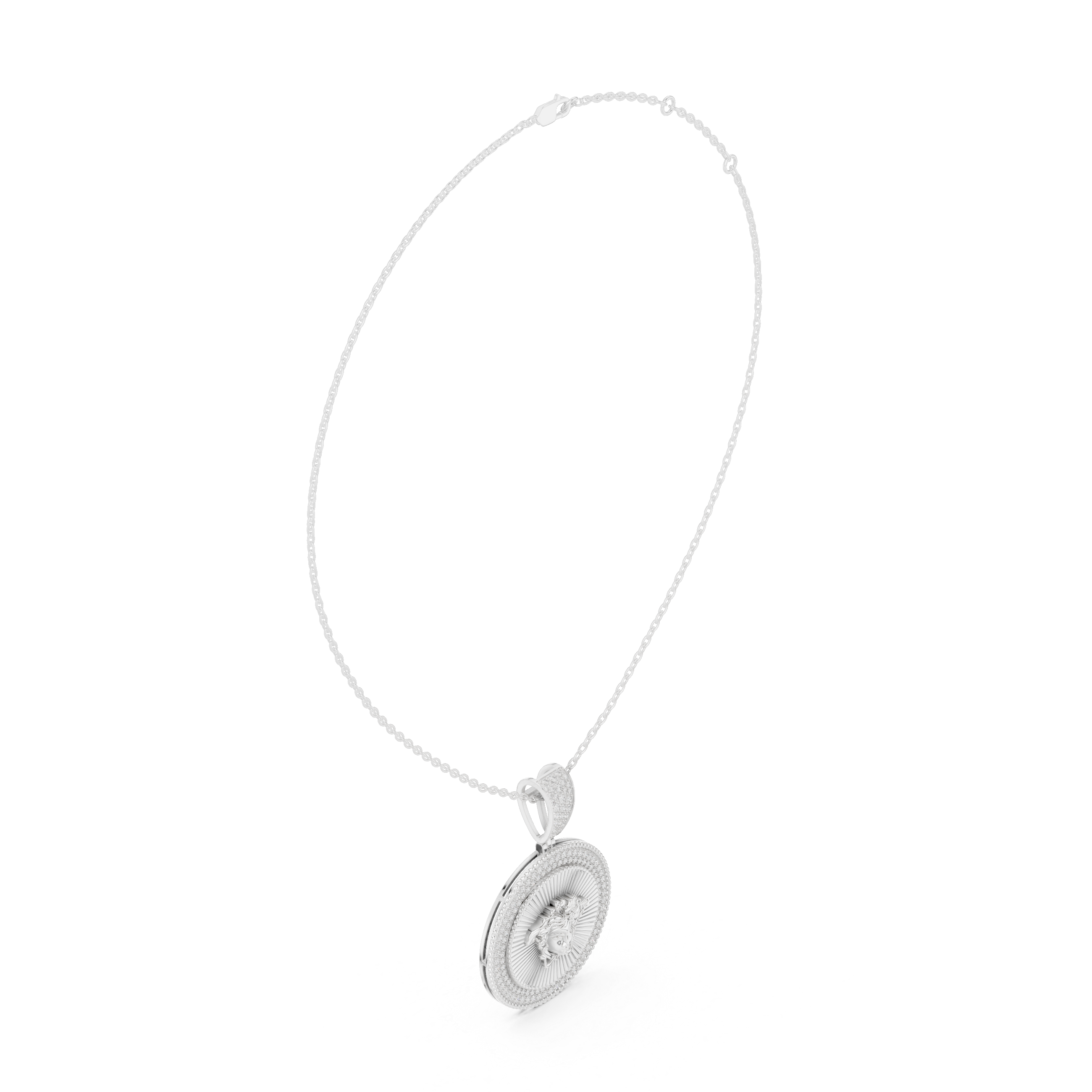 Medusa Diamond Medallion Pendant