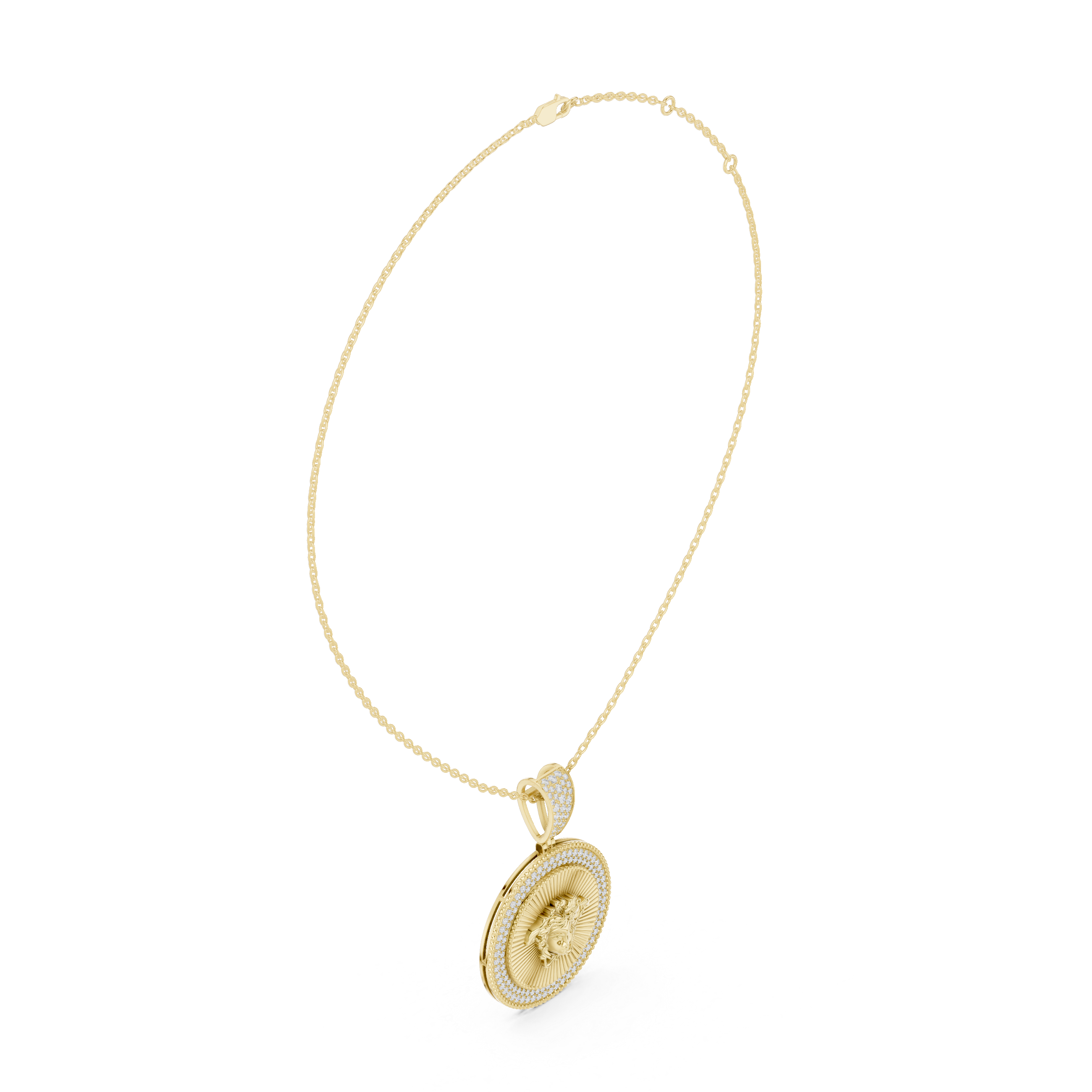 Medusa Diamond Medallion Pendant