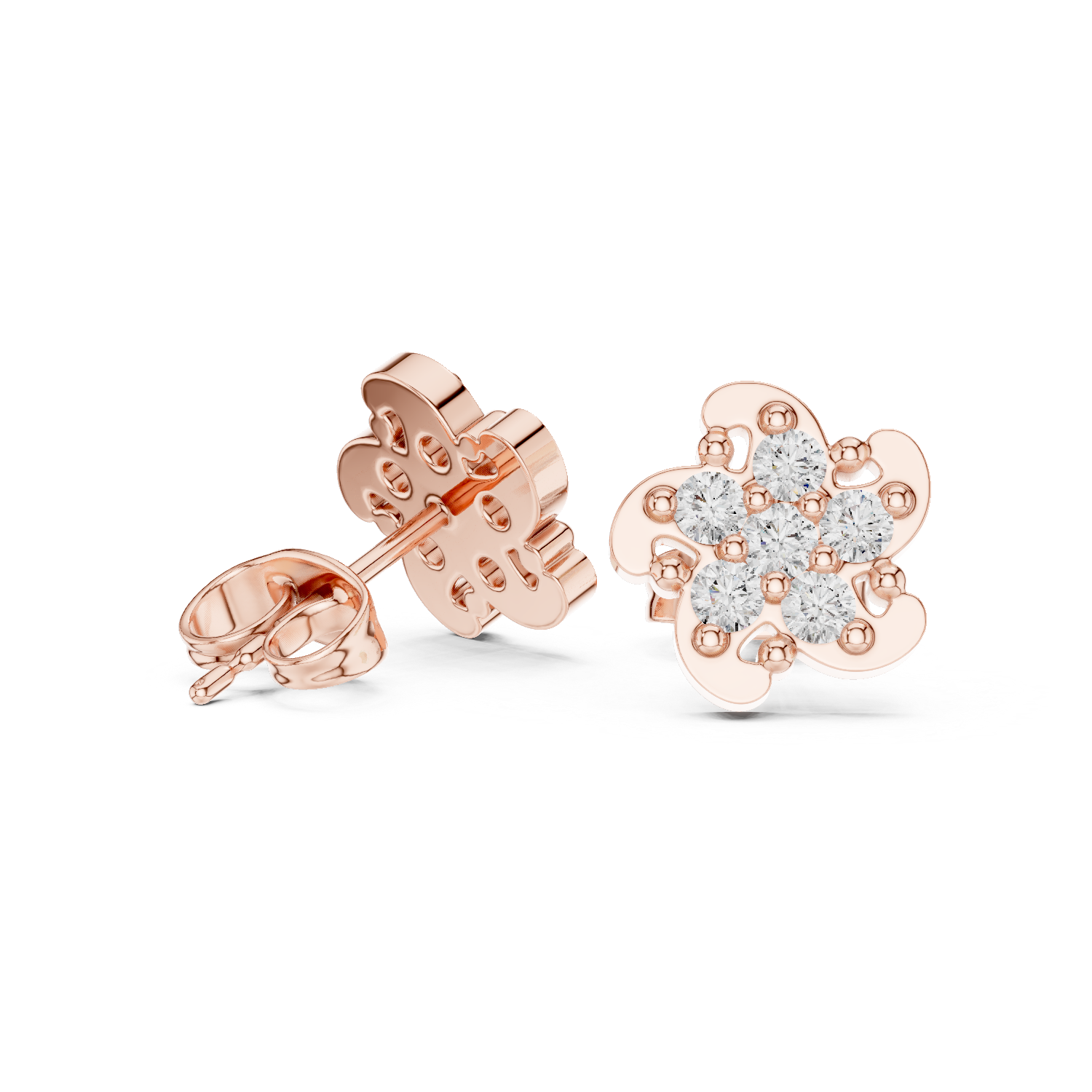 Luxury Petal Cluster Diamond Stud Earrings