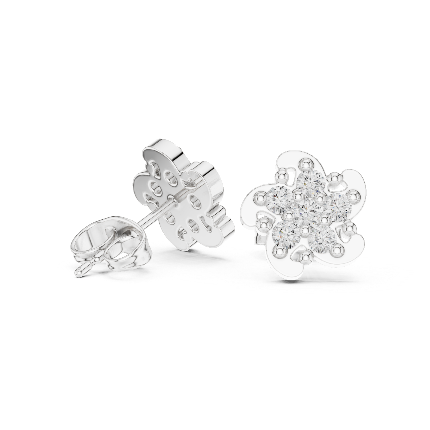Luxury Petal Cluster Diamond Stud Earrings