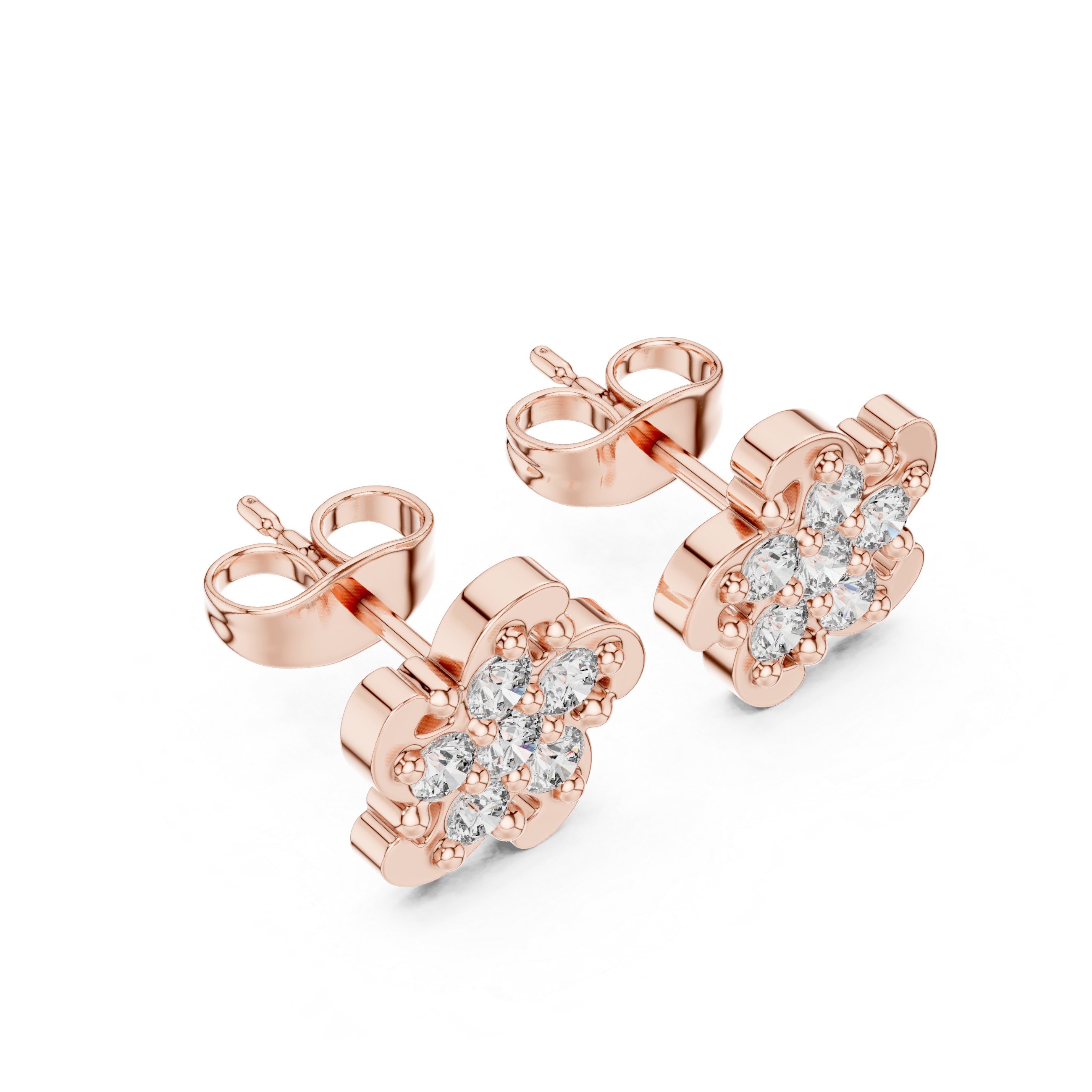 Luxury Petal Cluster Diamond Stud Earrings