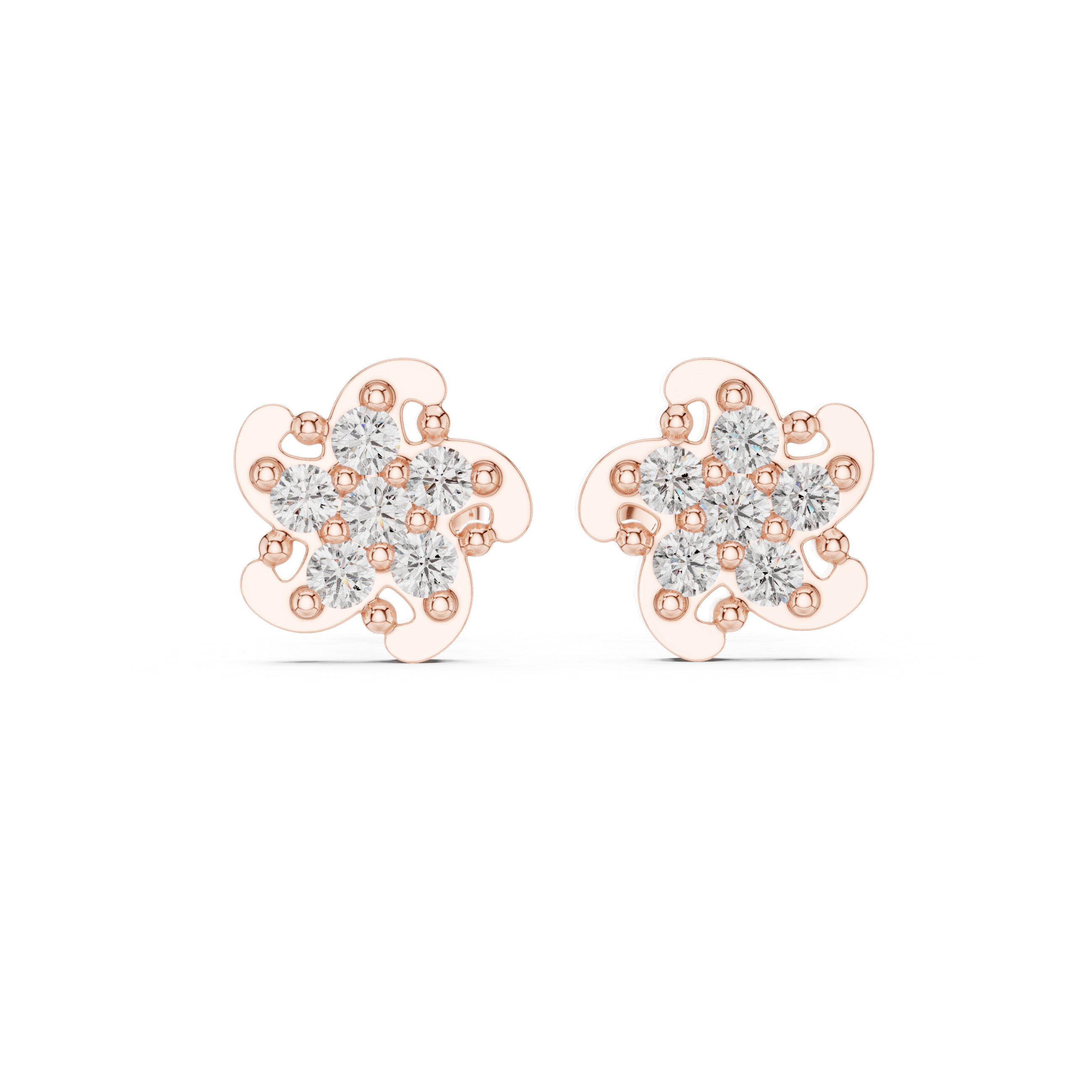 Luxury Petal Cluster Diamond Stud Earrings