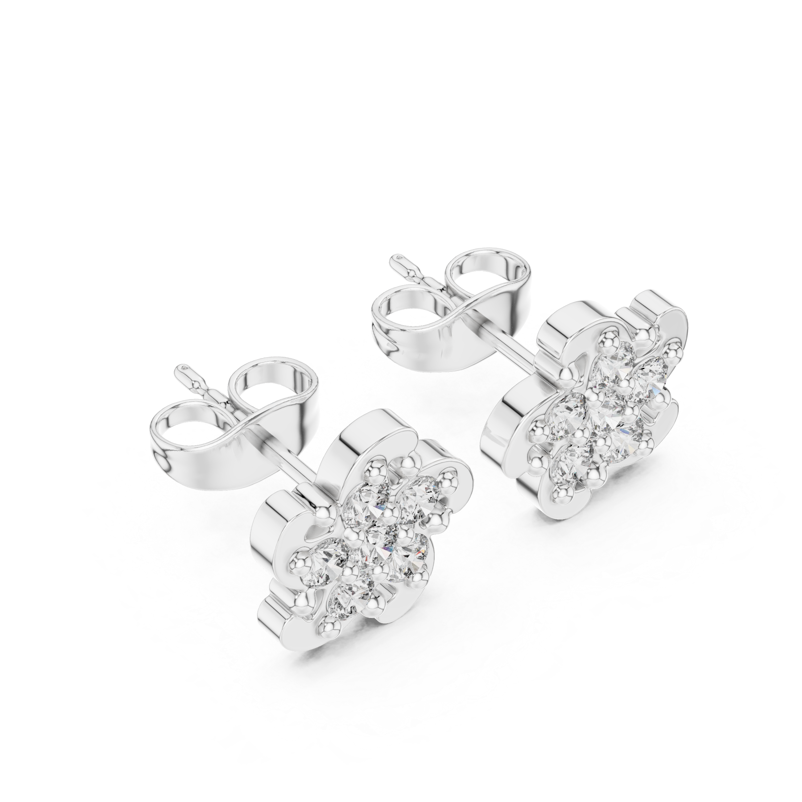 Luxury Petal Cluster Diamond Stud Earrings