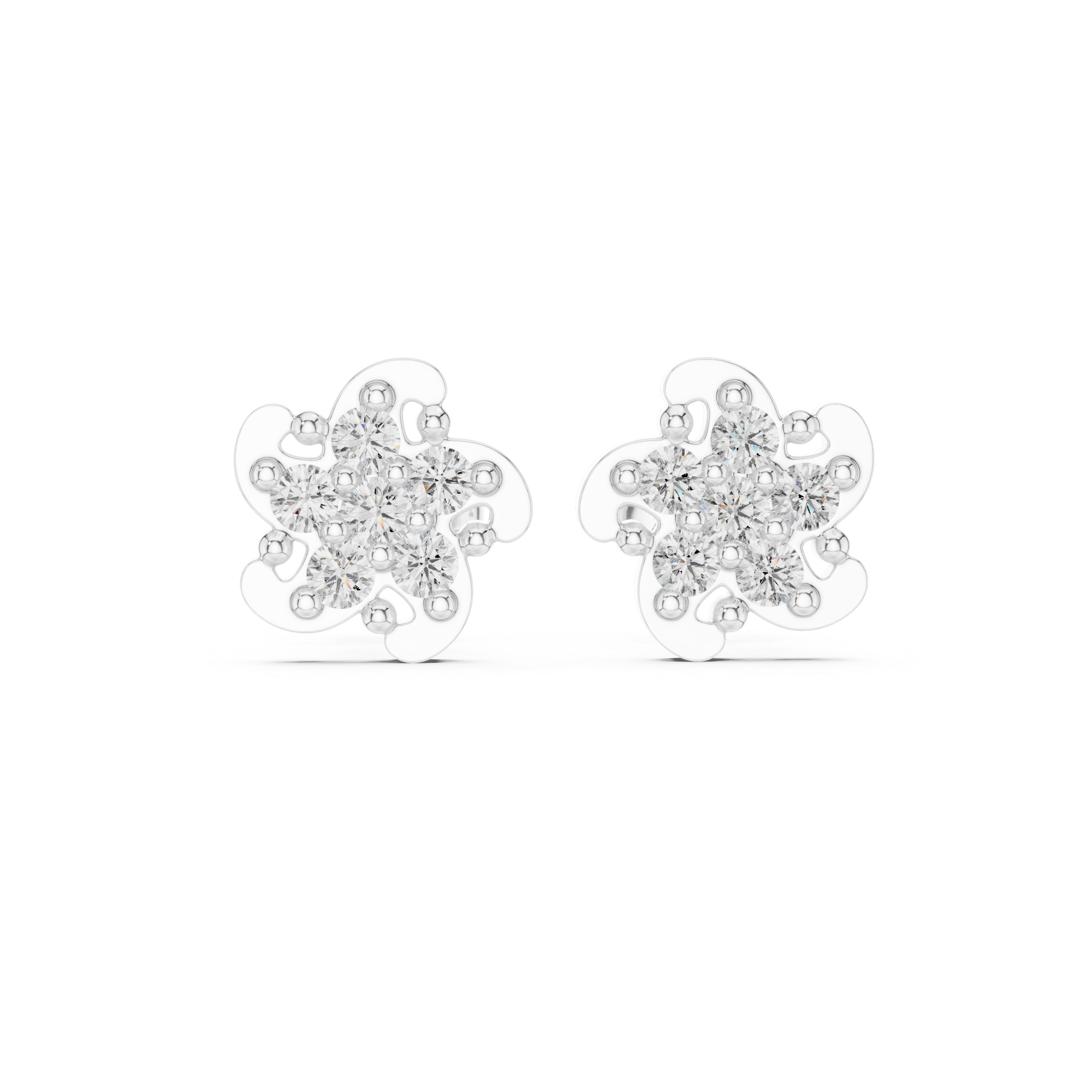 Luxury Petal Cluster Diamond Stud Earrings