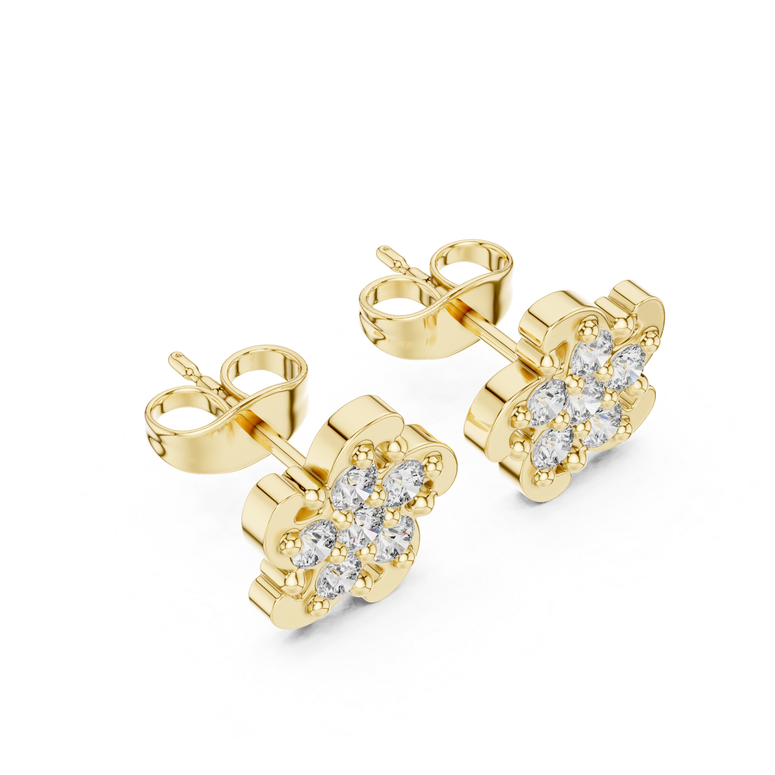Luxury Petal Cluster Diamond Stud Earrings