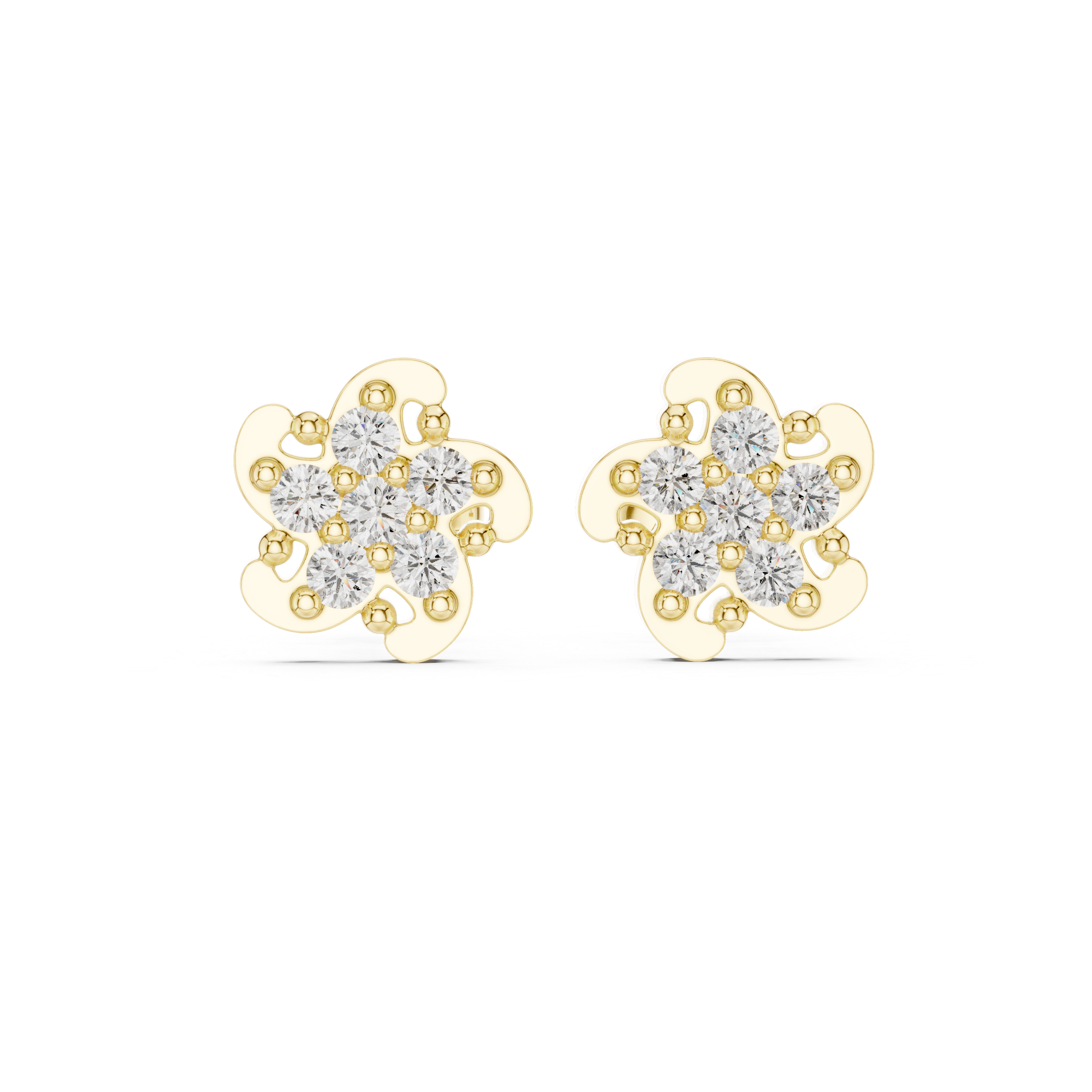 Luxury Petal Cluster Diamond Stud Earrings