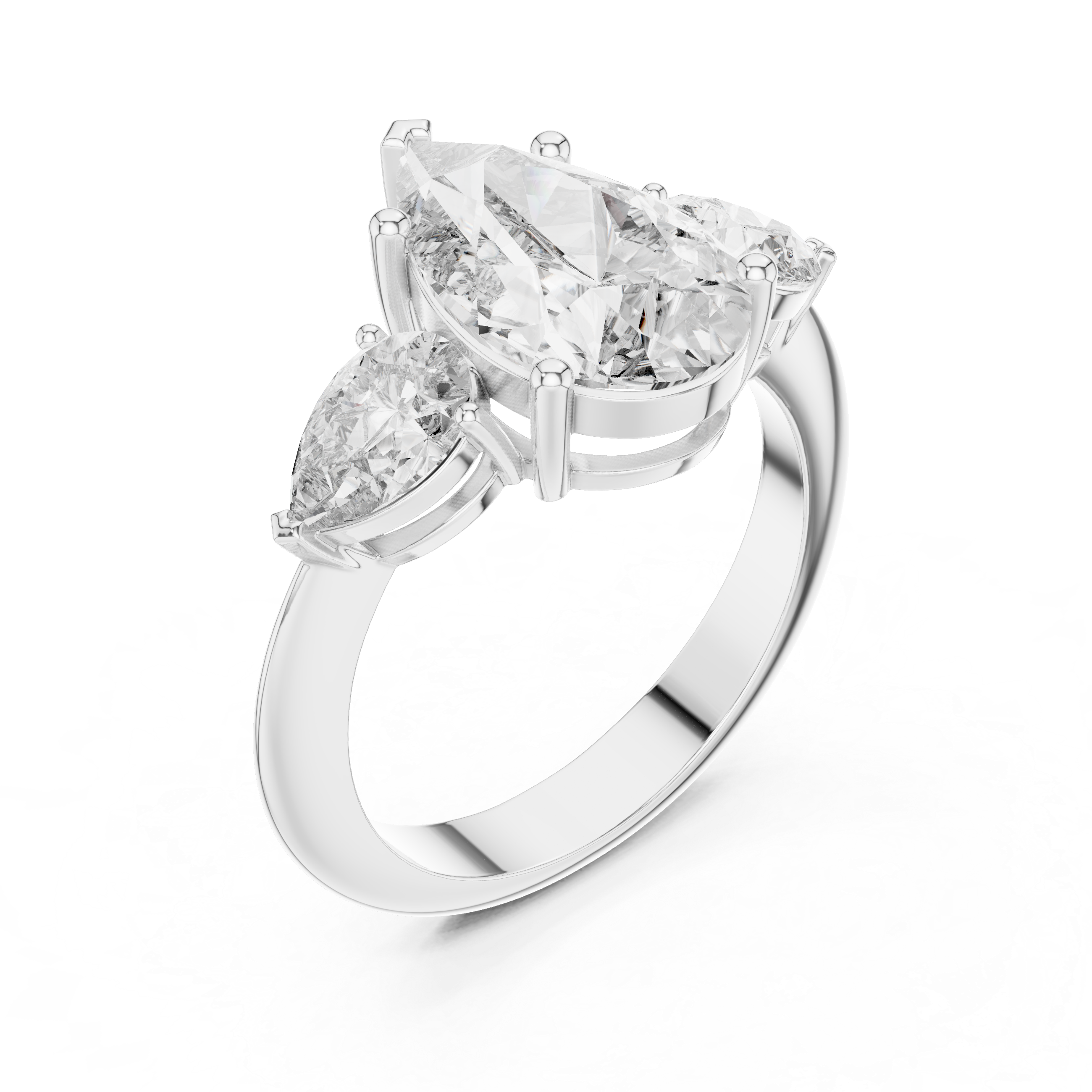 Pear Diamond Three Stone Ring