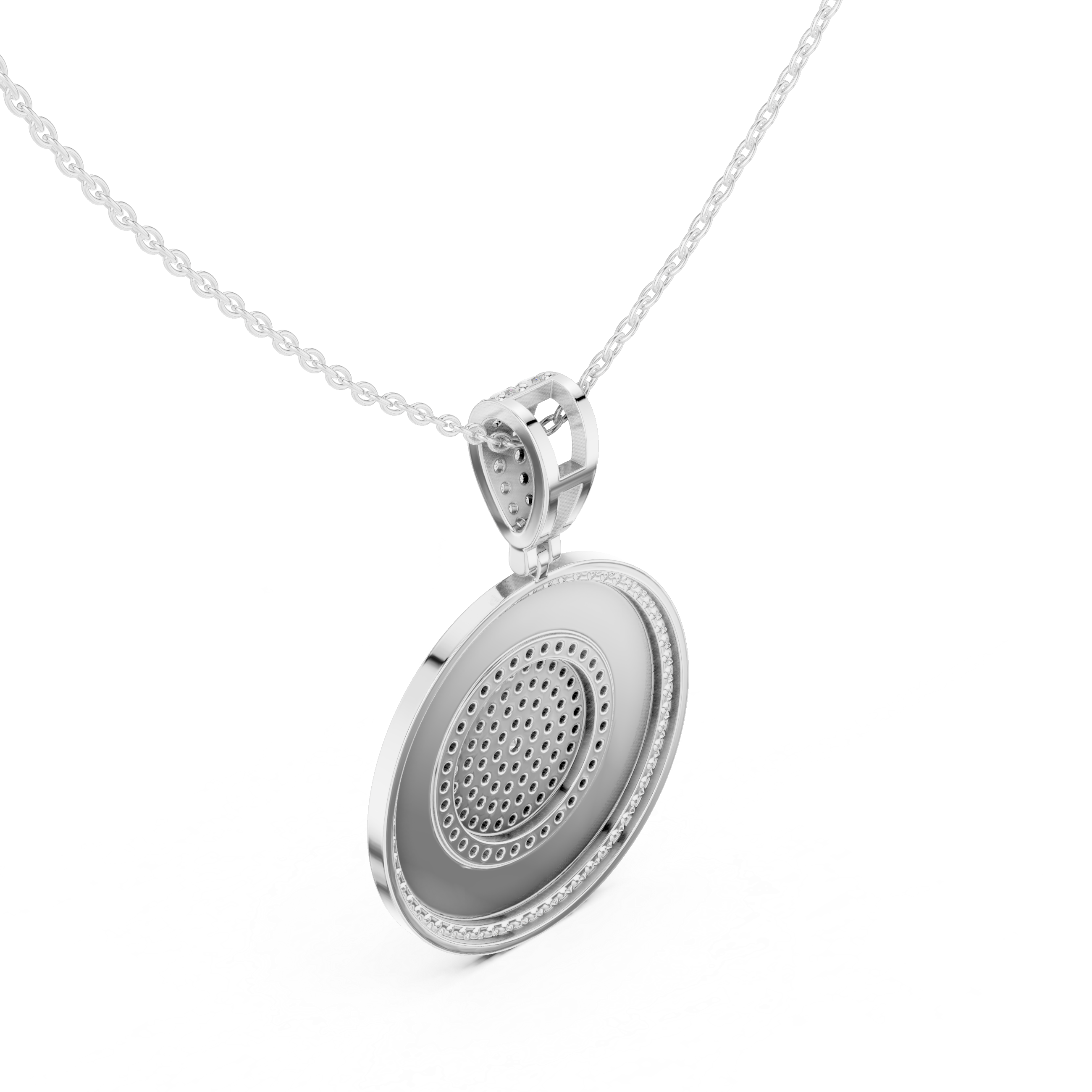 Greek Key Diamond Medallion Pendant