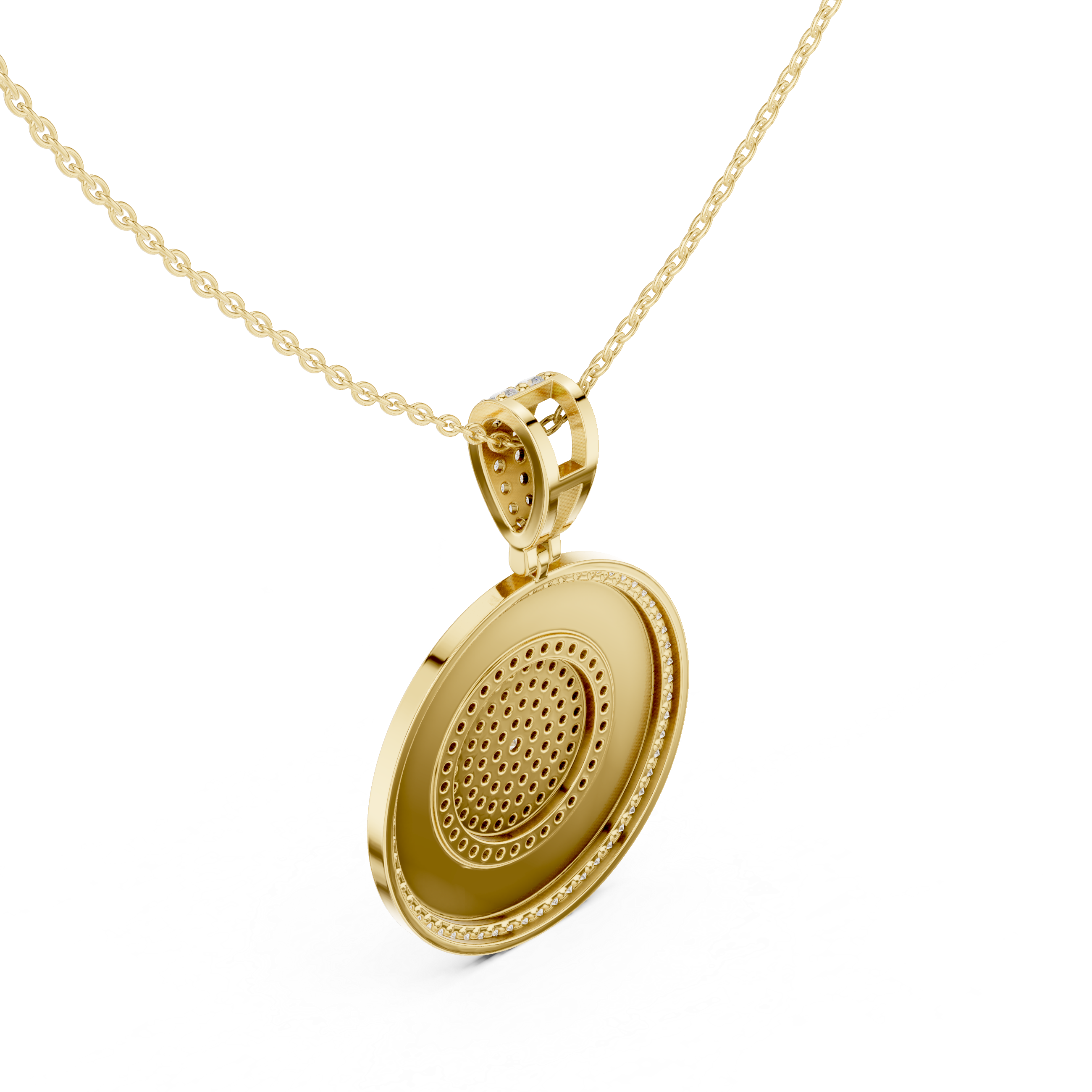 Greek Key Diamond Medallion Pendant