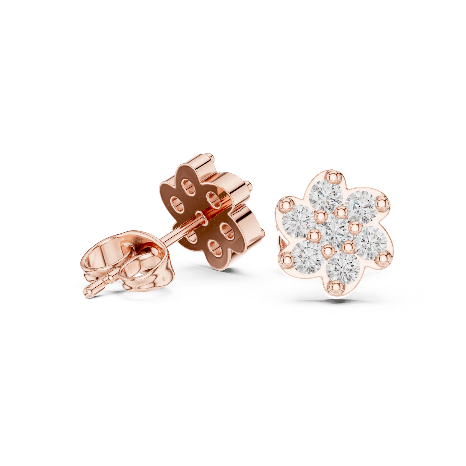 Luxury Floral Cluster Diamond Stud Earrings