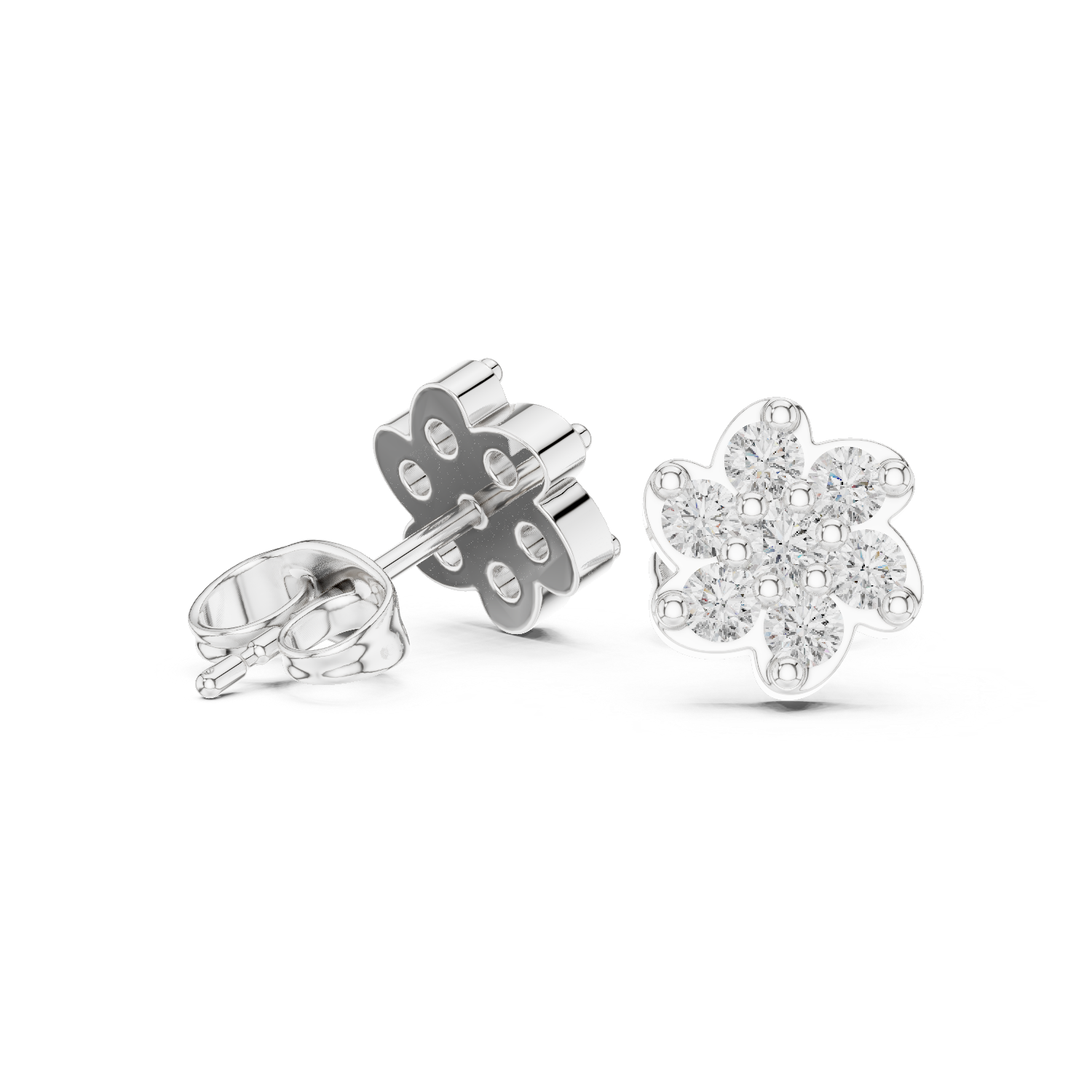 Luxury Floral Cluster Diamond Stud Earrings