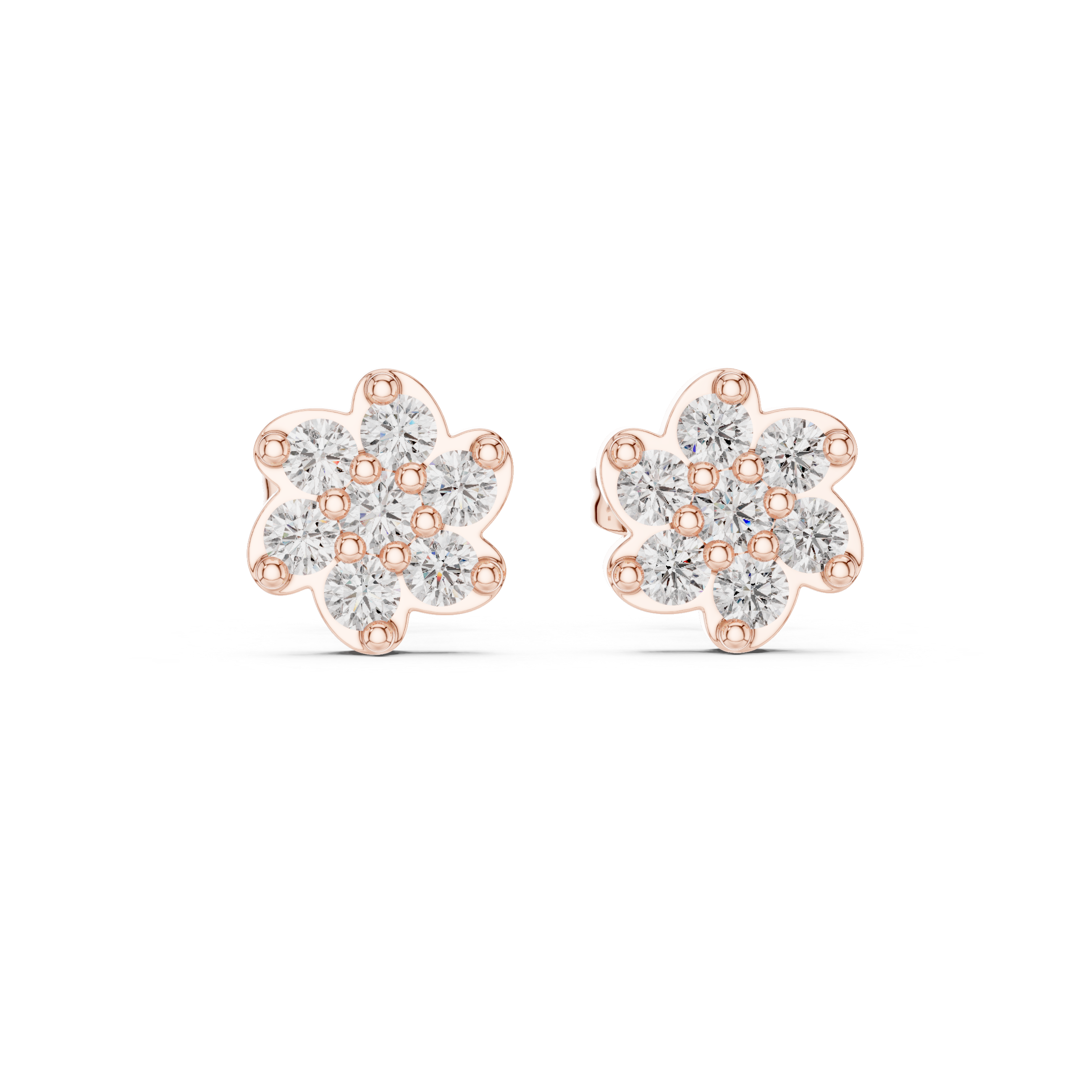 Luxury Floral Cluster Diamond Stud Earrings