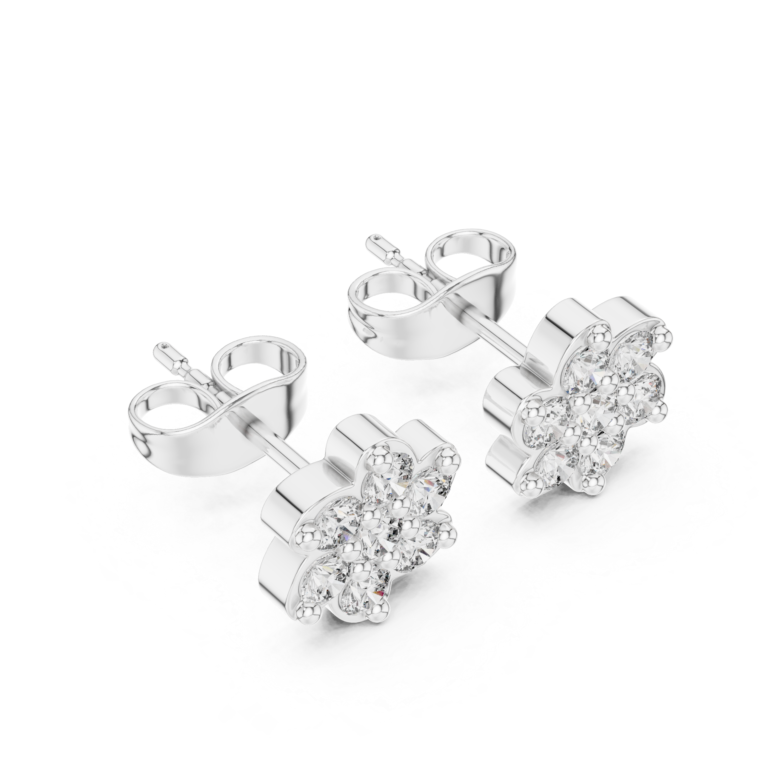 Luxury Floral Cluster Diamond Stud Earrings