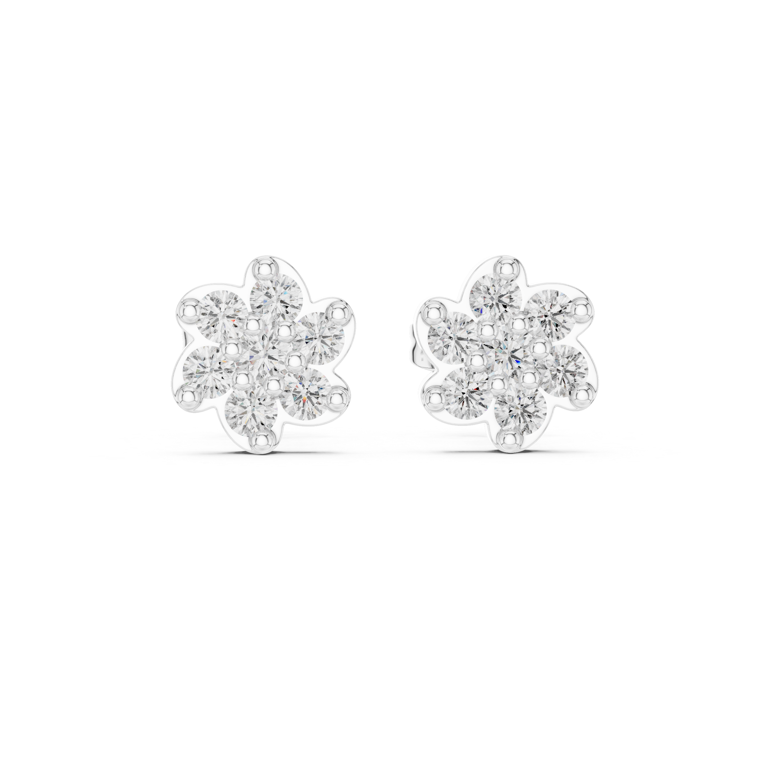 Luxury Floral Cluster Diamond Stud Earrings