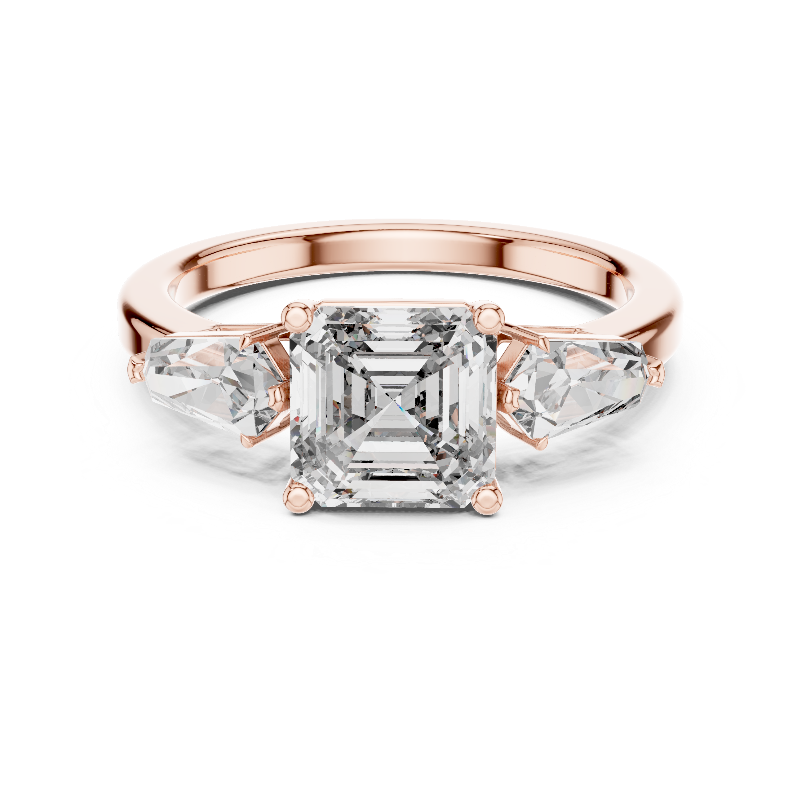 Asscher Diamond Three Stone Ring
