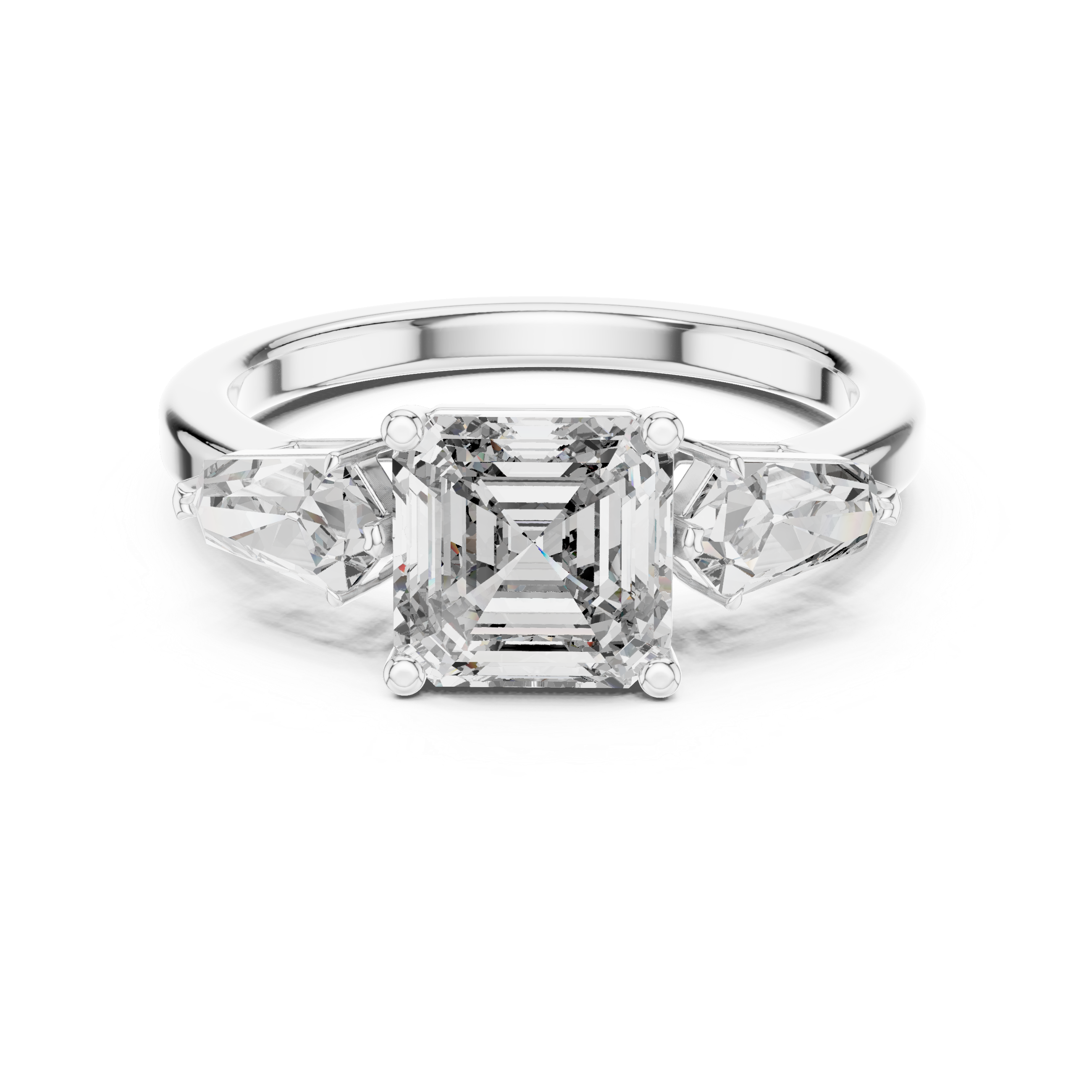 Asscher Diamond Three Stone Ring
