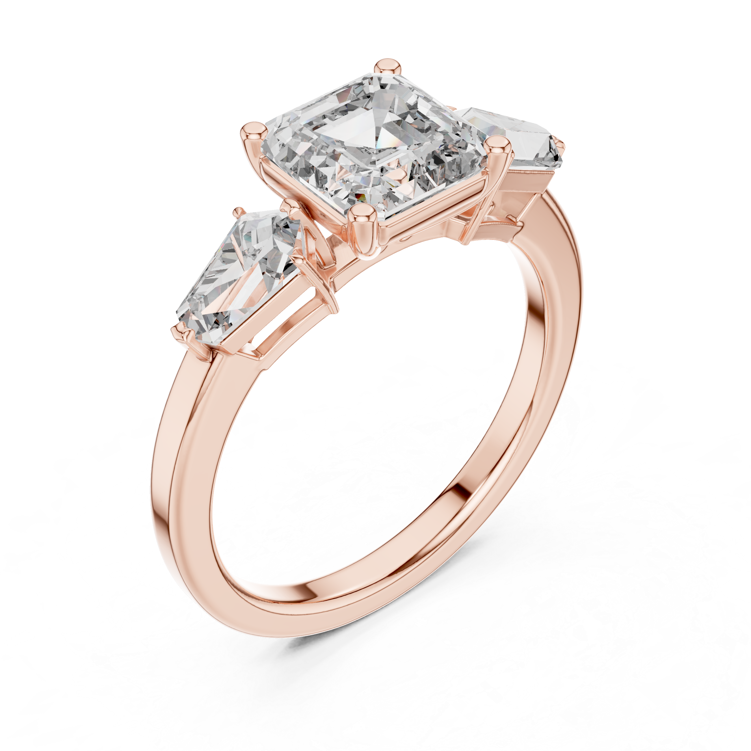 Asscher Diamond Three Stone Ring