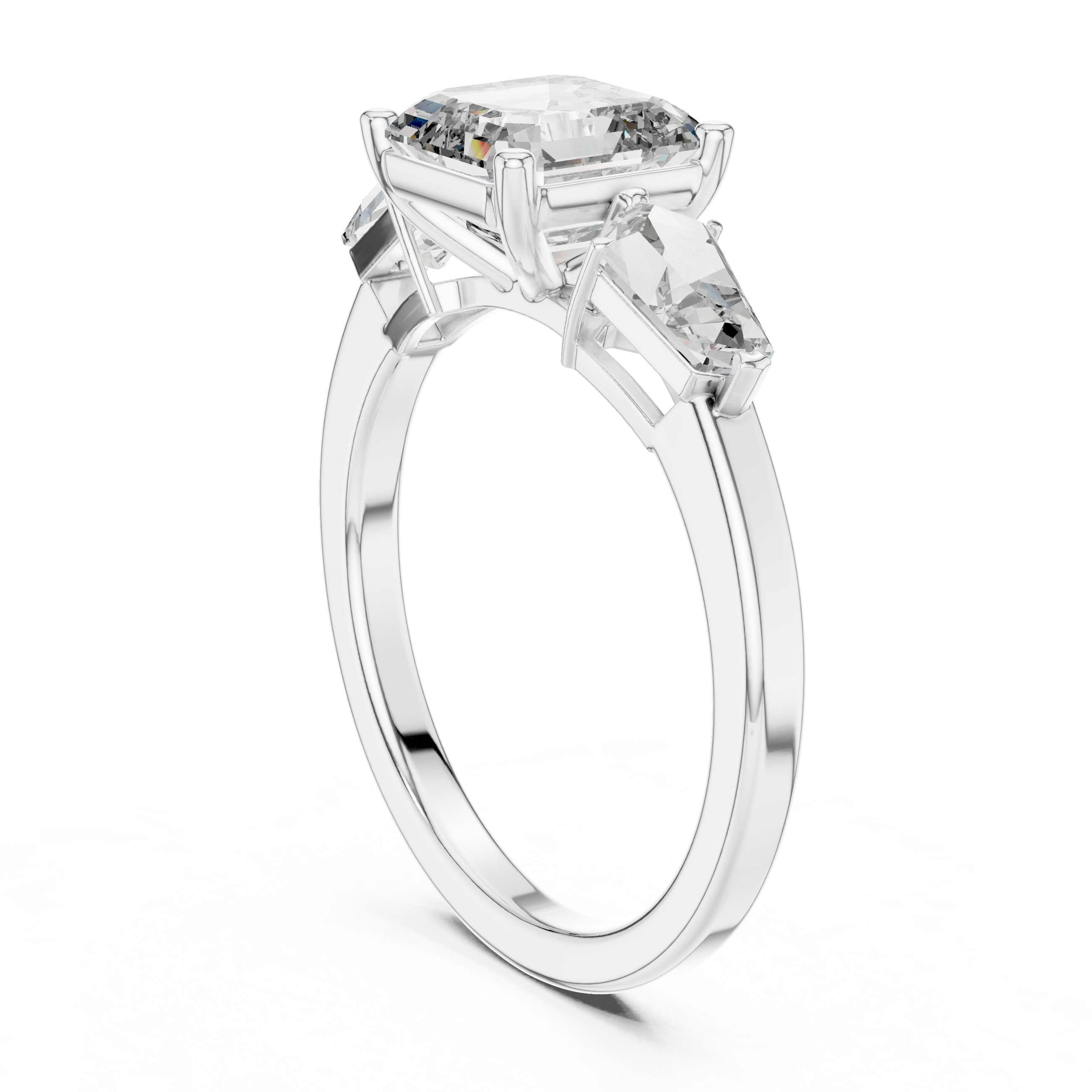 Asscher Diamond Three Stone Ring