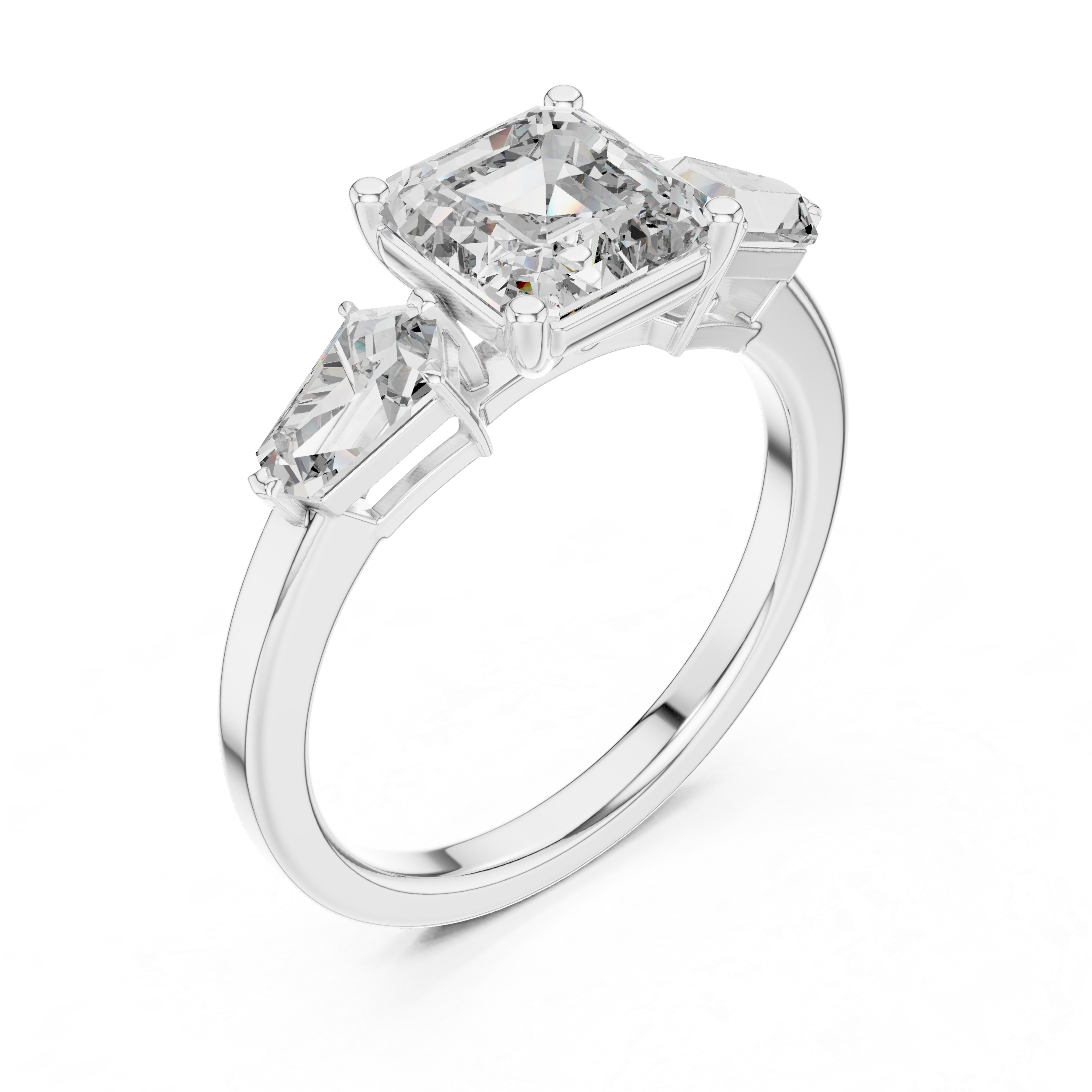 Asscher Diamond Three Stone Ring