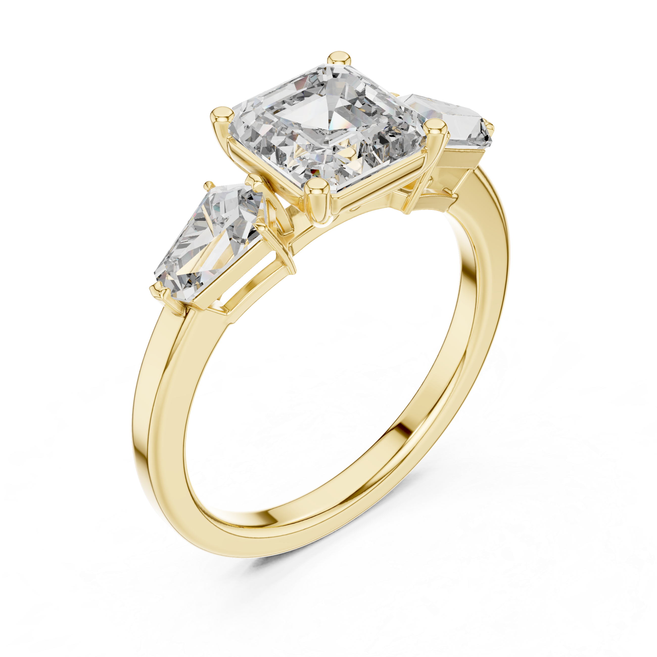 Asscher Diamond Three Stone Ring