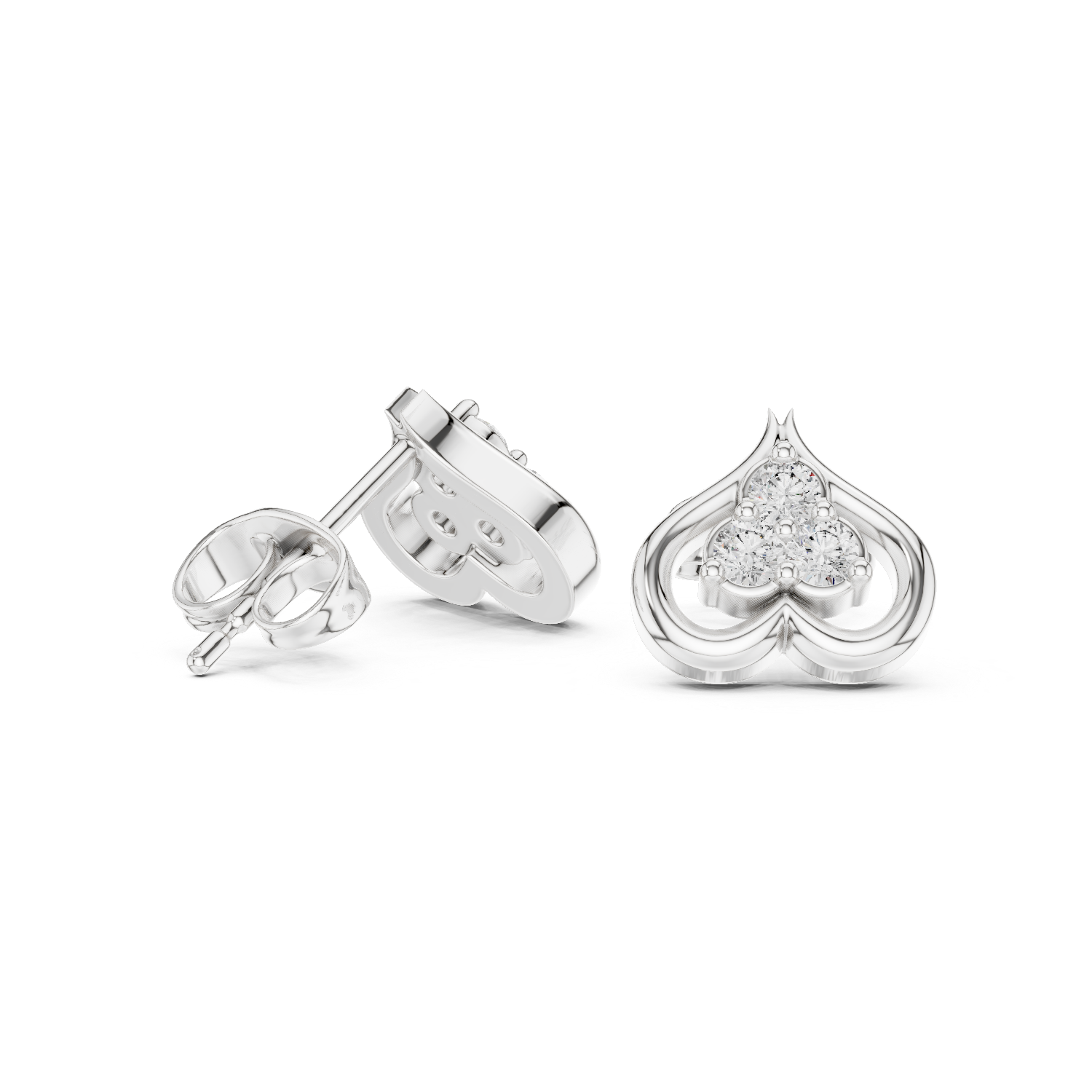 Luxury Heart Frame Diamond Stud Earrings