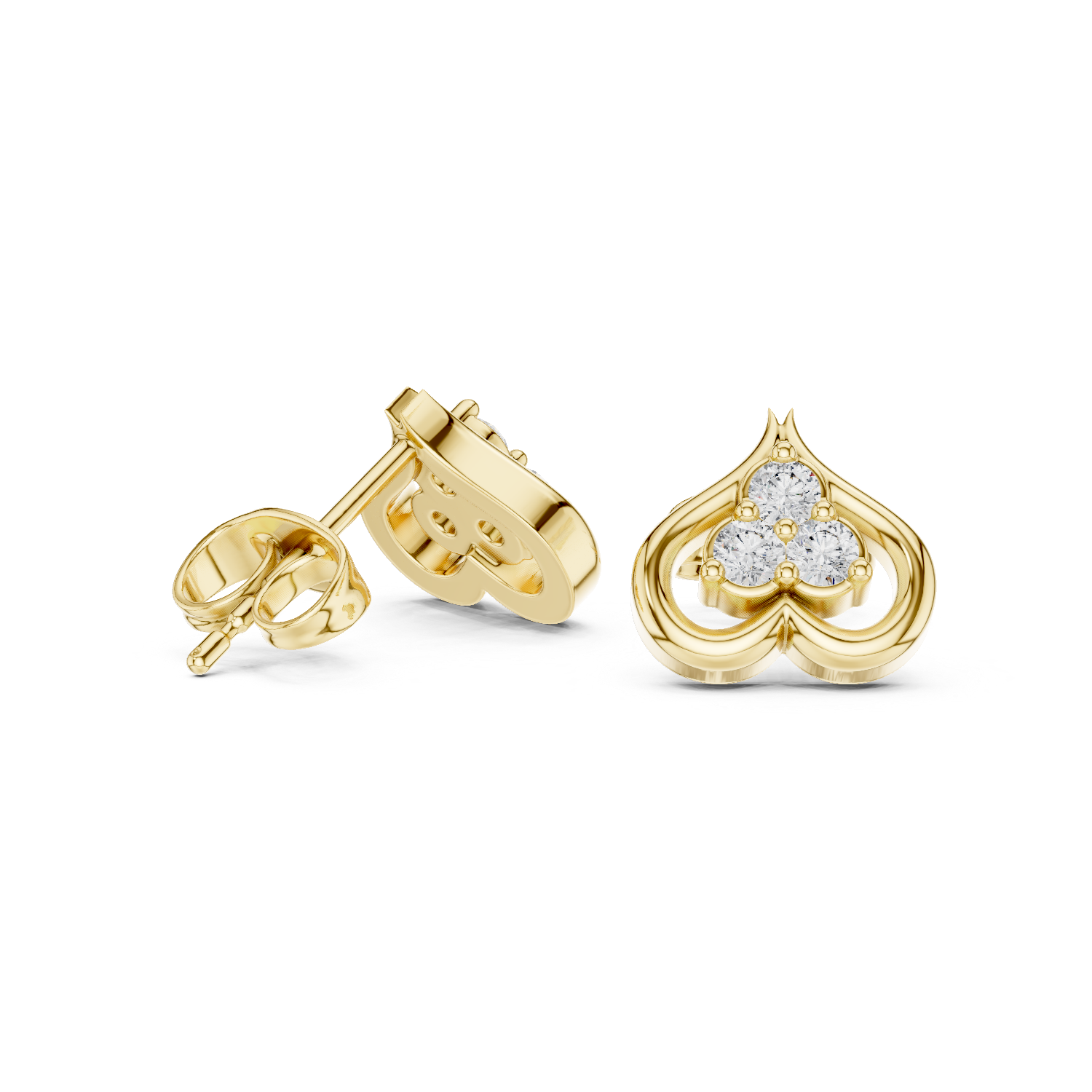 Luxury Heart Frame Diamond Stud Earrings