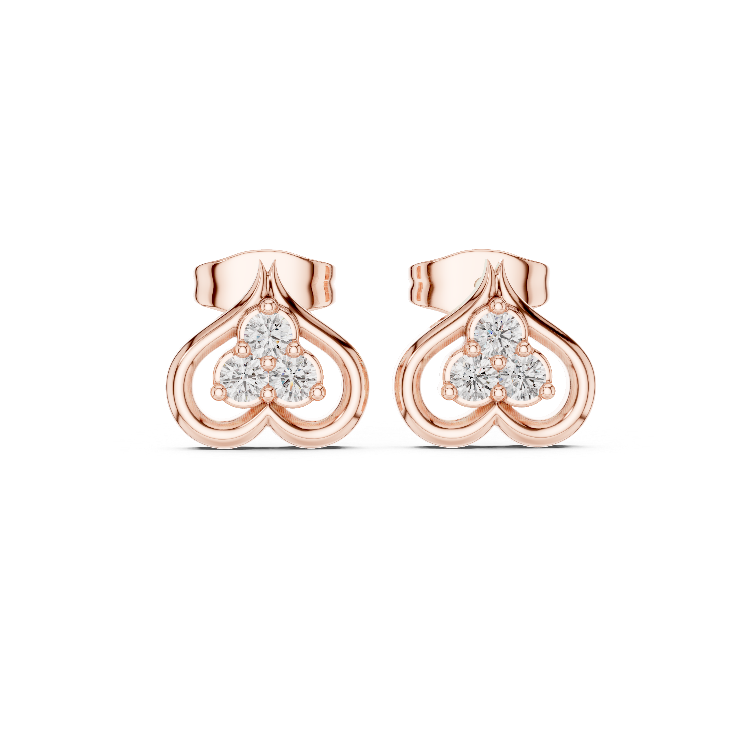 Luxury Heart Frame Diamond Stud Earrings