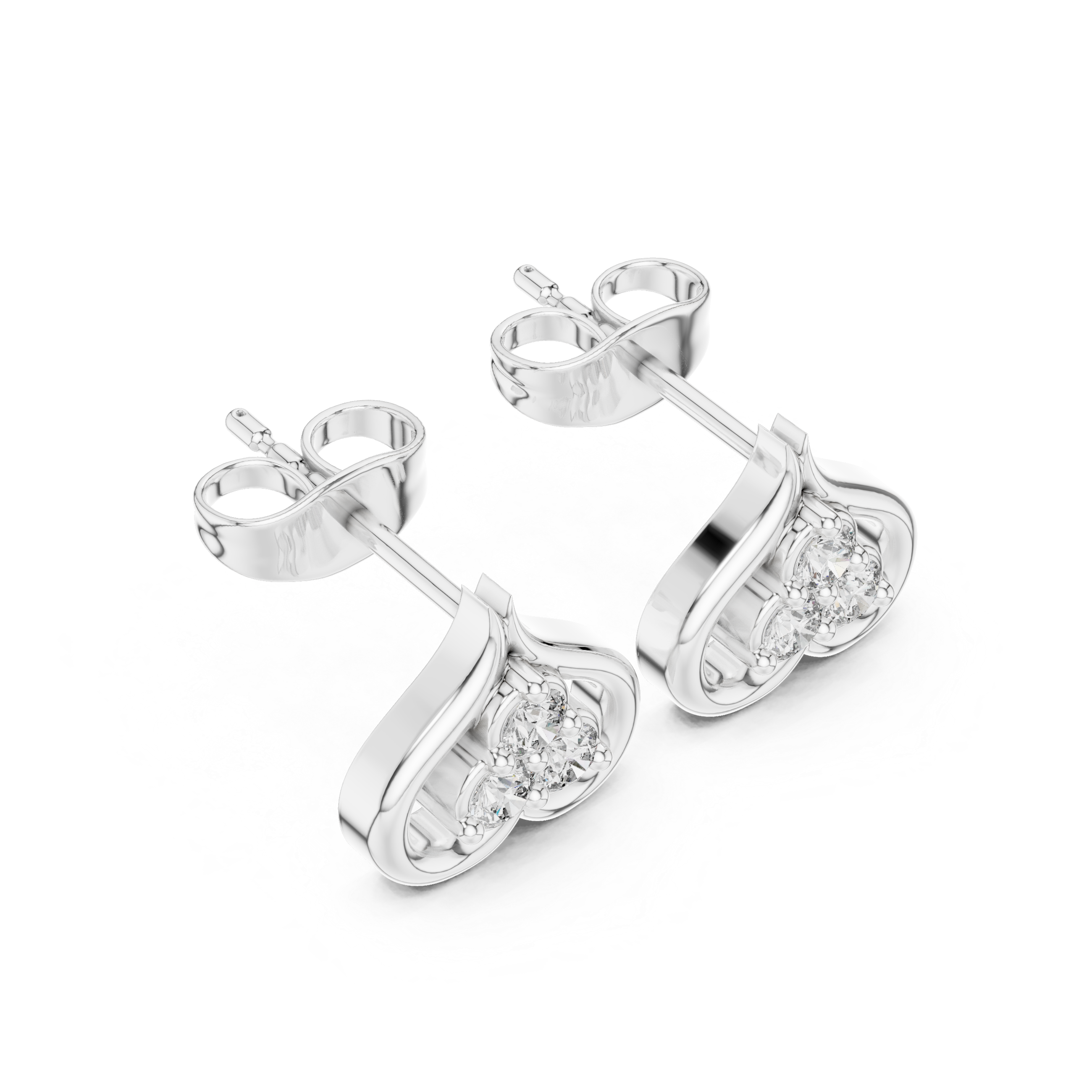 Luxury Heart Frame Diamond Stud Earrings
