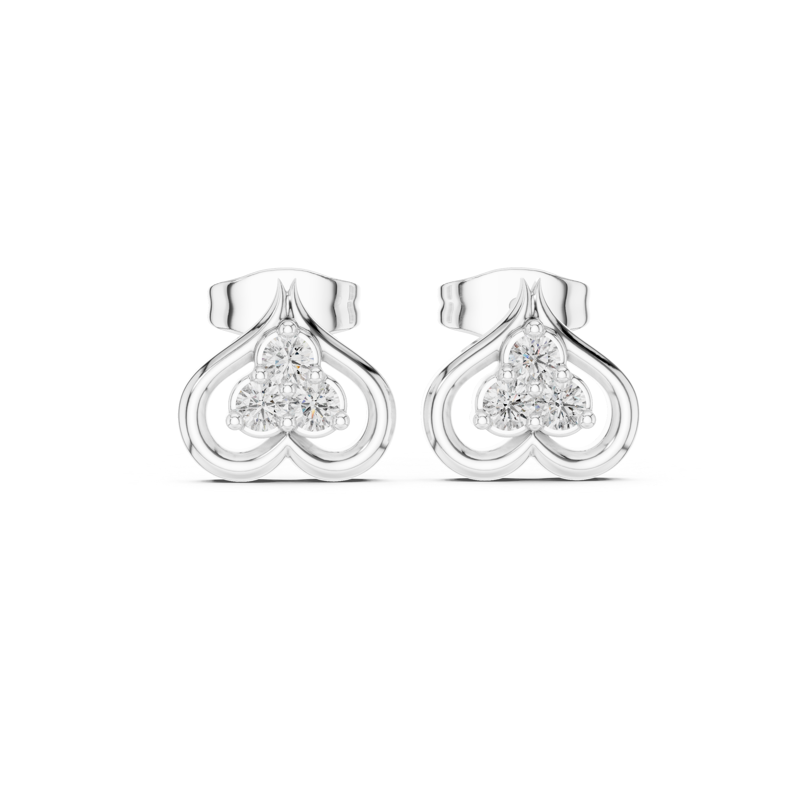 Luxury Heart Frame Diamond Stud Earrings