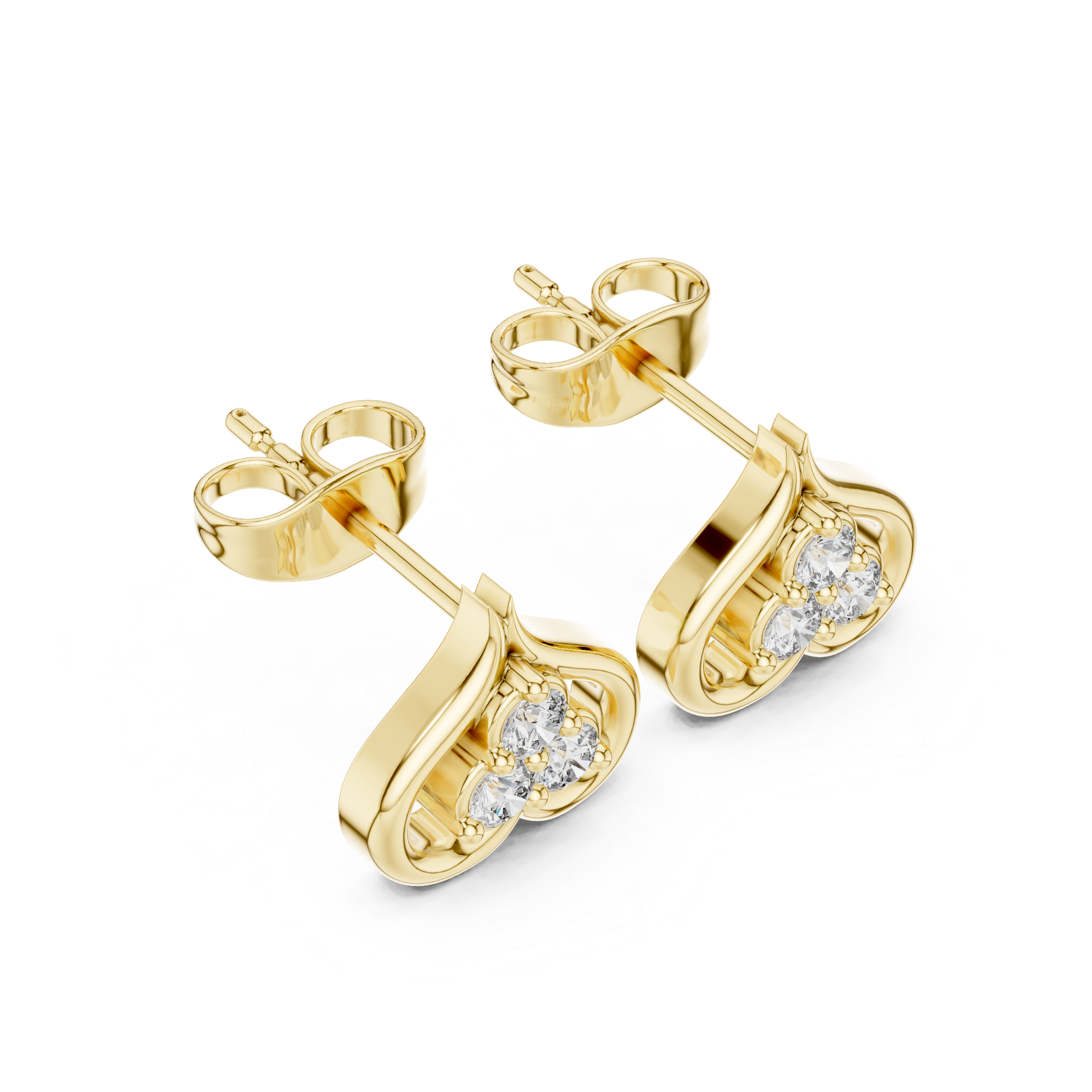 Luxury Heart Frame Diamond Stud Earrings