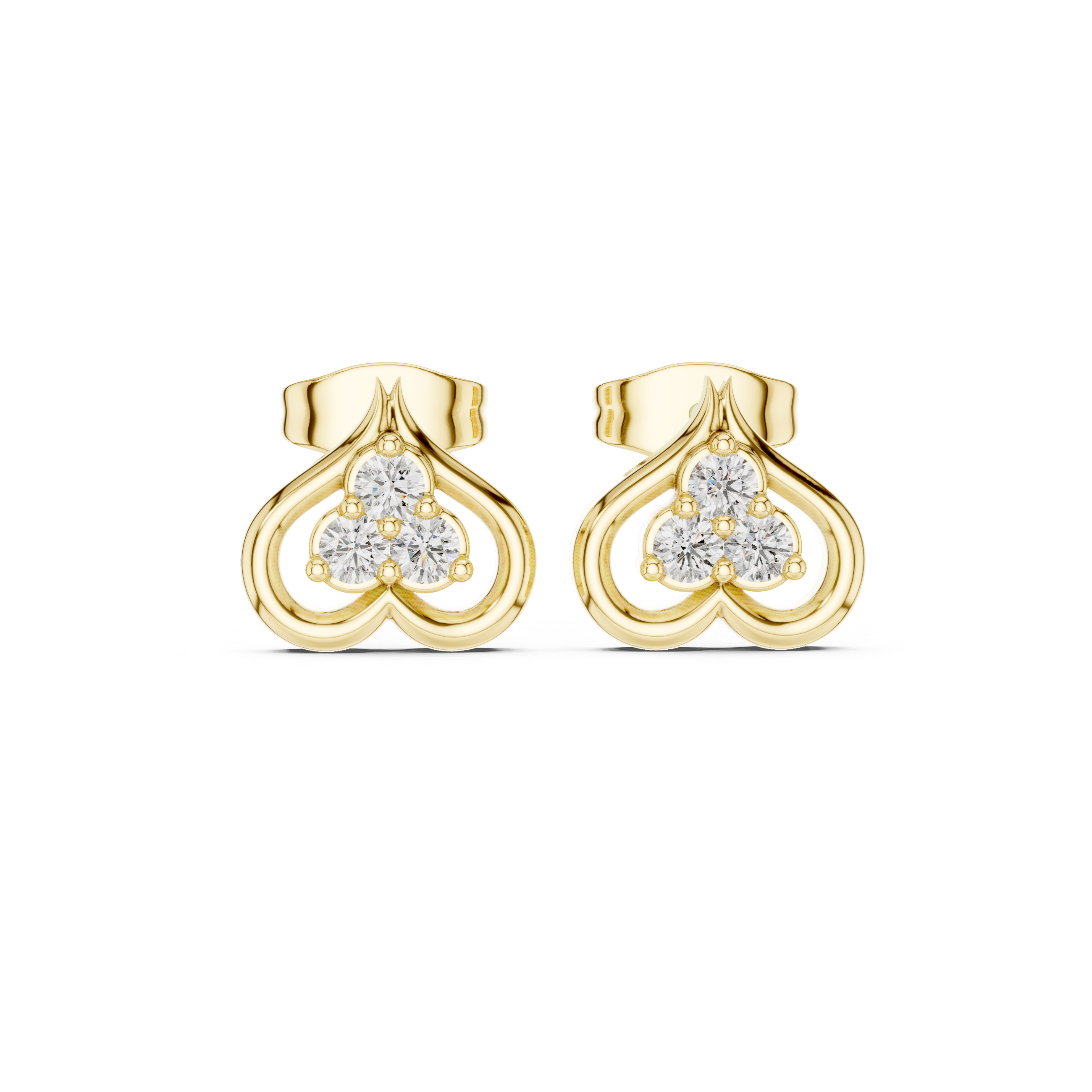 Luxury Heart Frame Diamond Stud Earrings