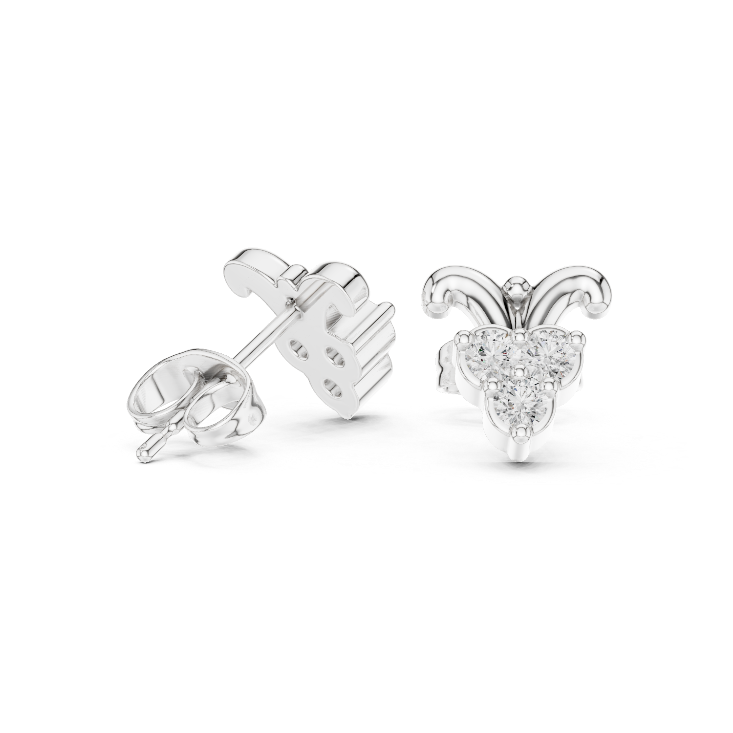Luxury Clover Drop Diamond Stud Earrings