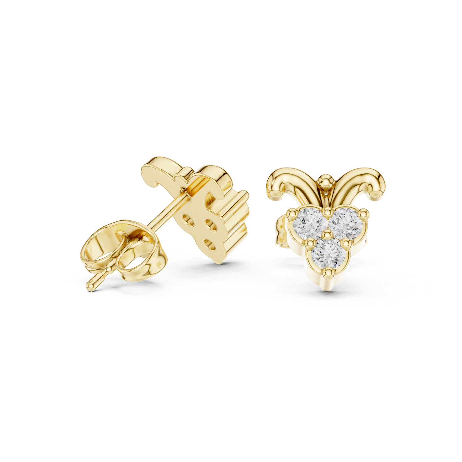 Luxury Clover Drop Diamond Stud Earrings