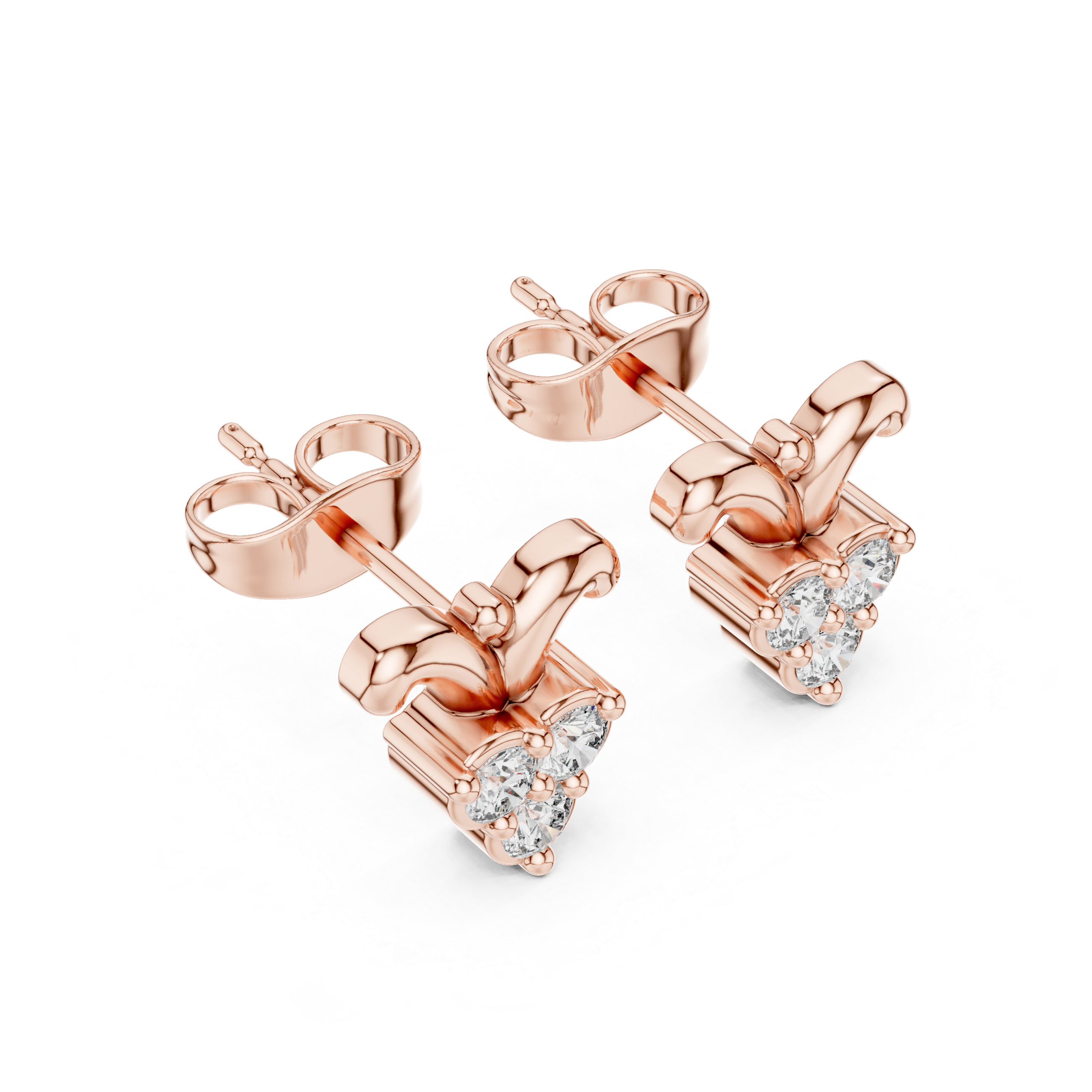 Luxury Clover Drop Diamond Stud Earrings