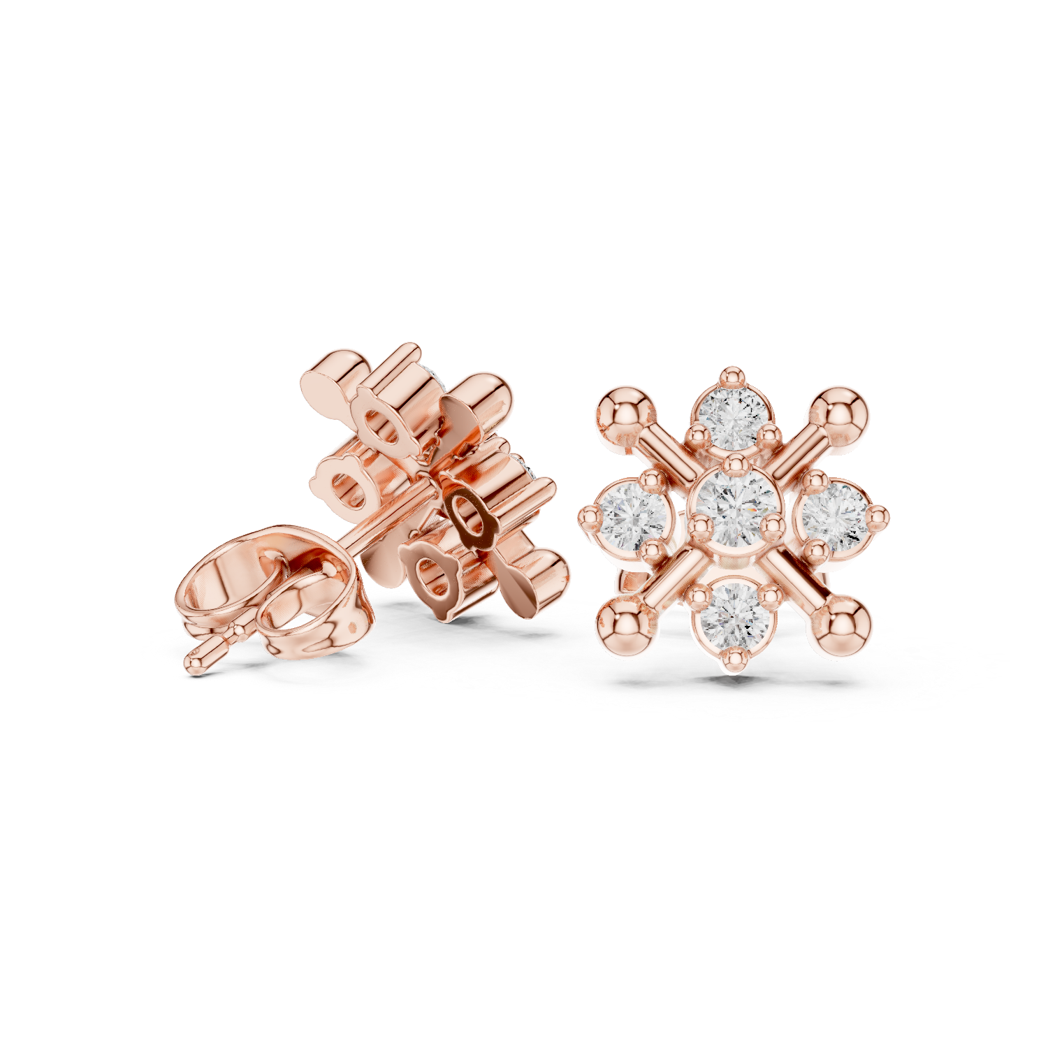 Luxury Starburst Diamond Stud Earrings