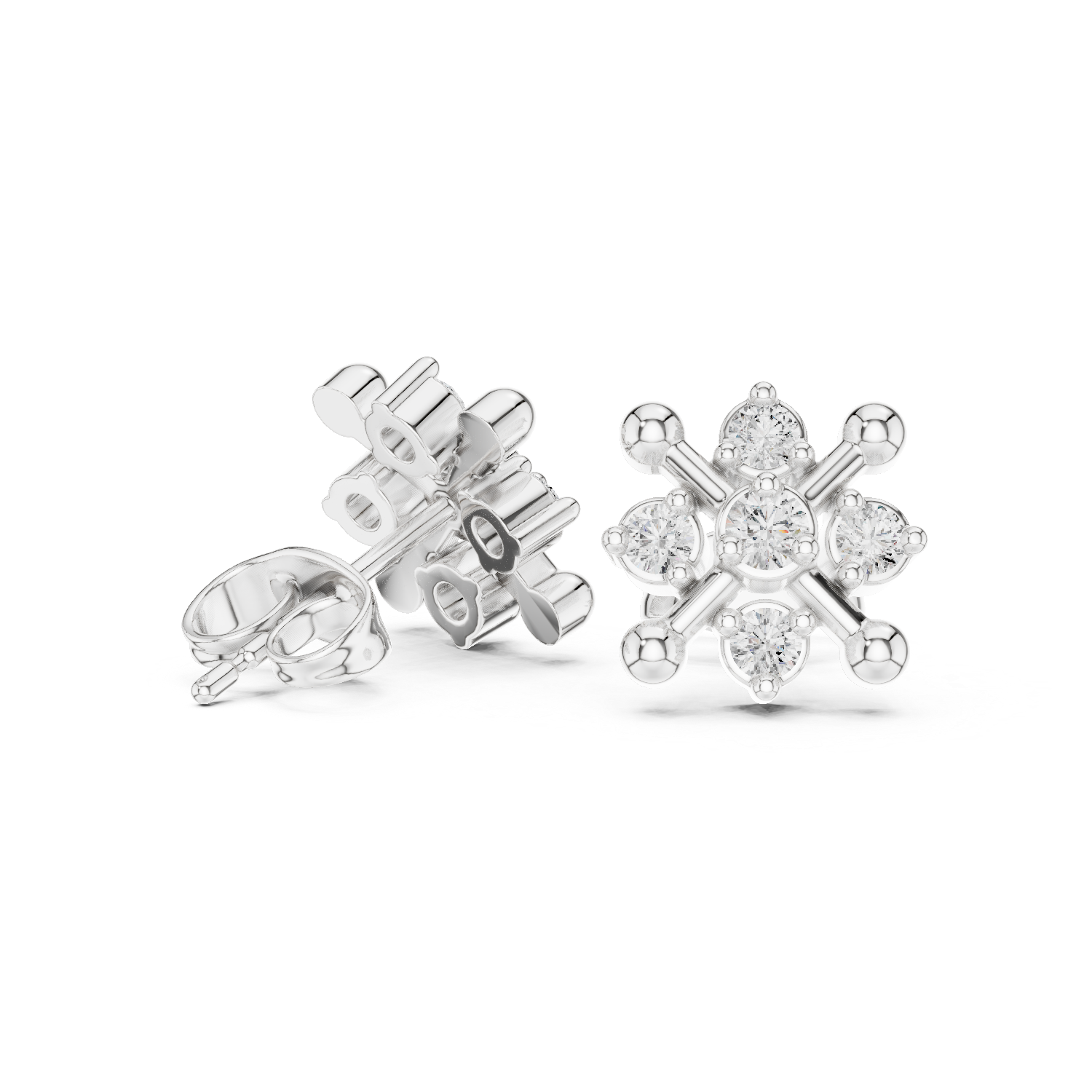 Luxury Starburst Diamond Stud Earrings