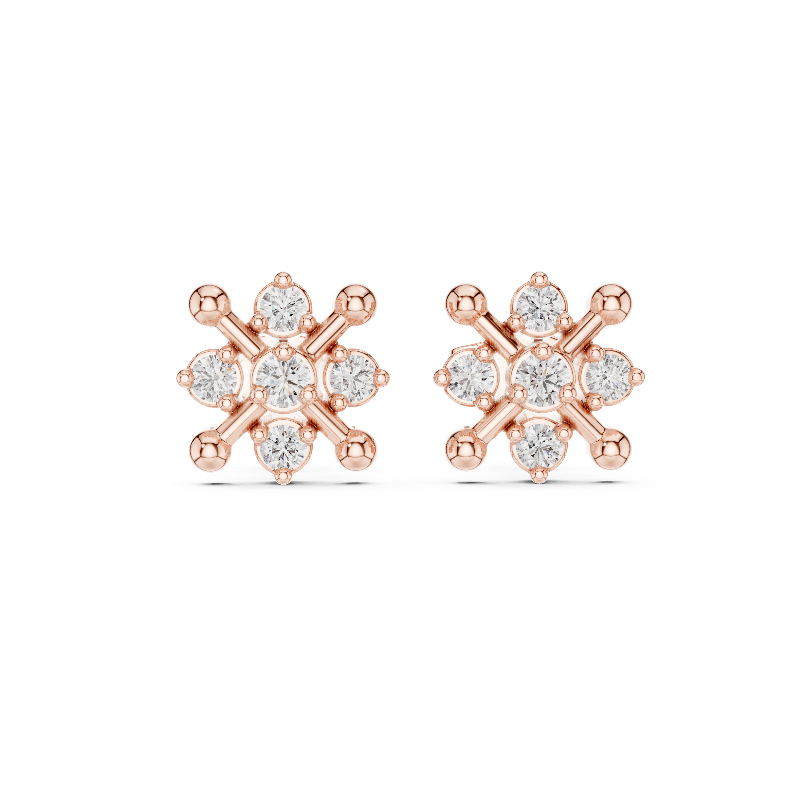 Luxury Starburst Diamond Stud Earrings